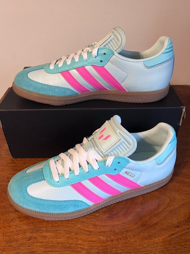 adidas Samba Messi Indoor Blue Pink Soccer Shoes JP7844