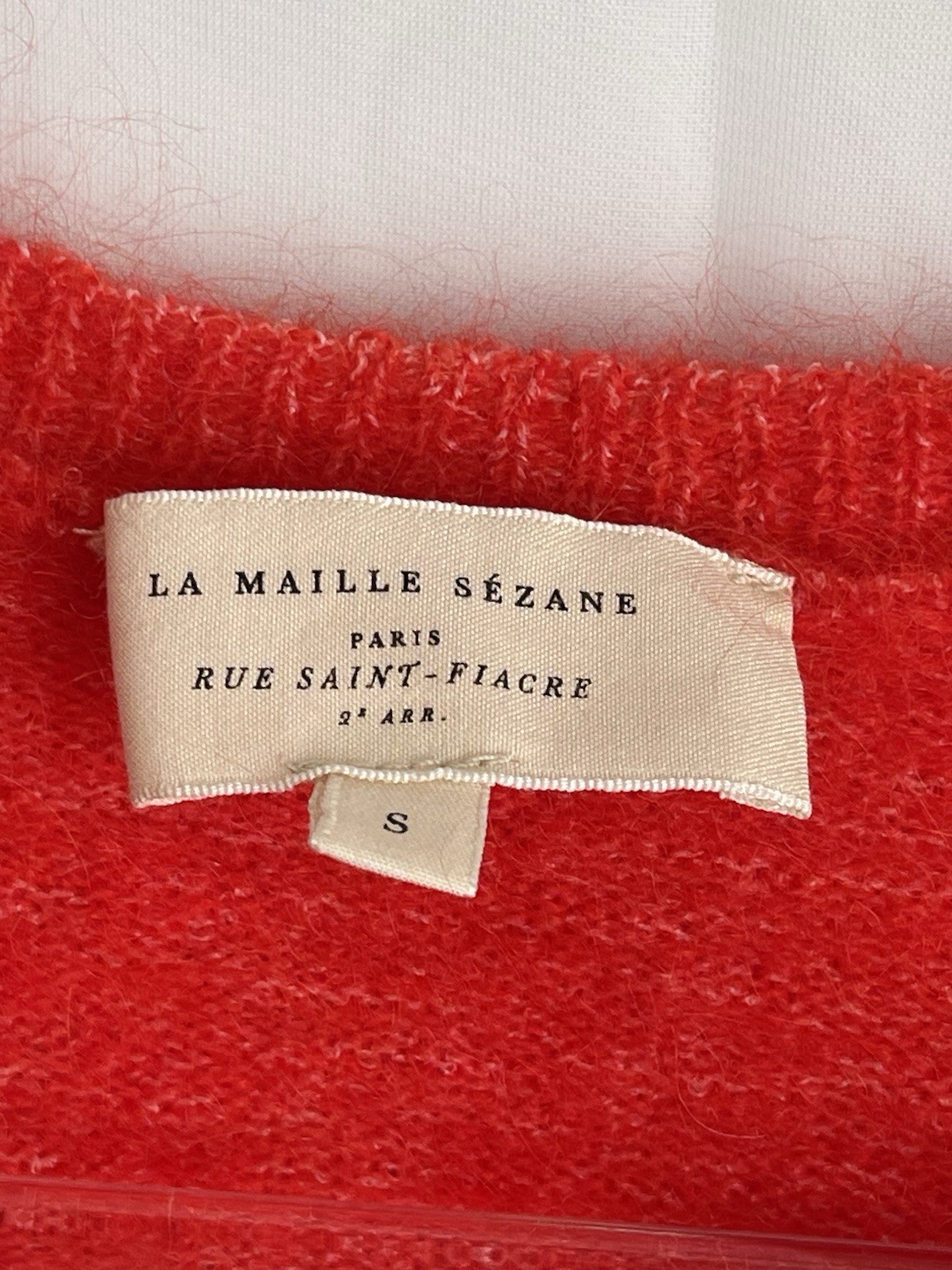 La Maille Sezane Paris Rue SaintFiacre Watermelon Red Mohair Wool Sweater S READ