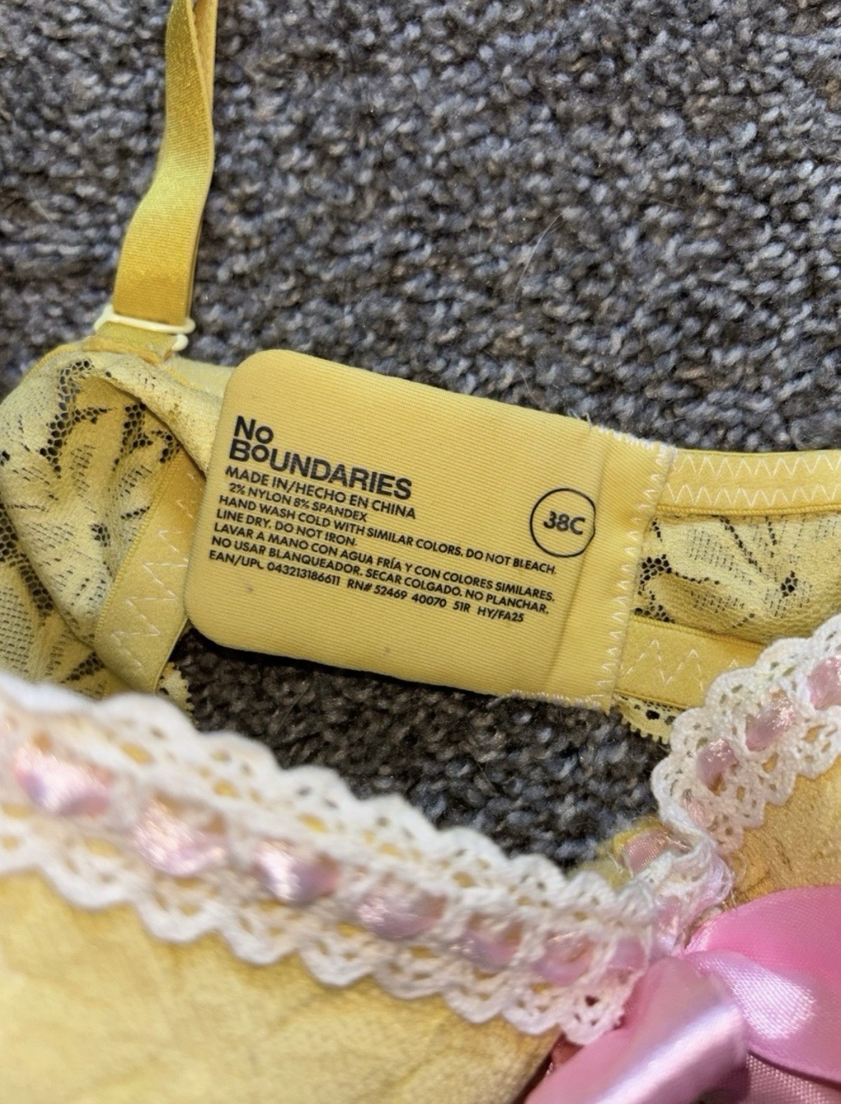 HOUSE BUNNY/ TRASHY LINGERIE Custom Inspired Yellow & Pink Lace Lingerie Set