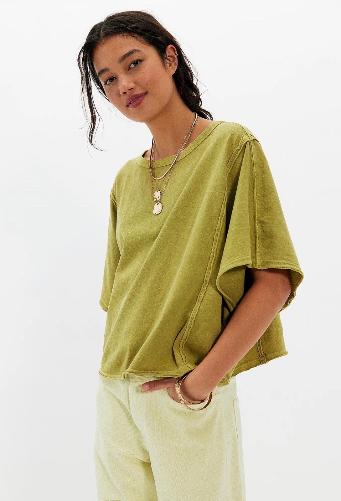 We The Free People Next Level Tee Size Large Willow MSRP $58 NWT 0123