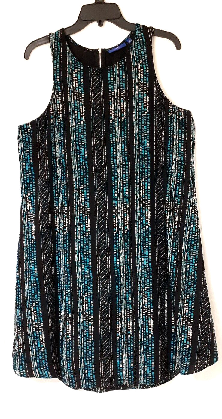 Apt 9 Womens Blue Green Teal Geometric Fully Lined Tank Dress L