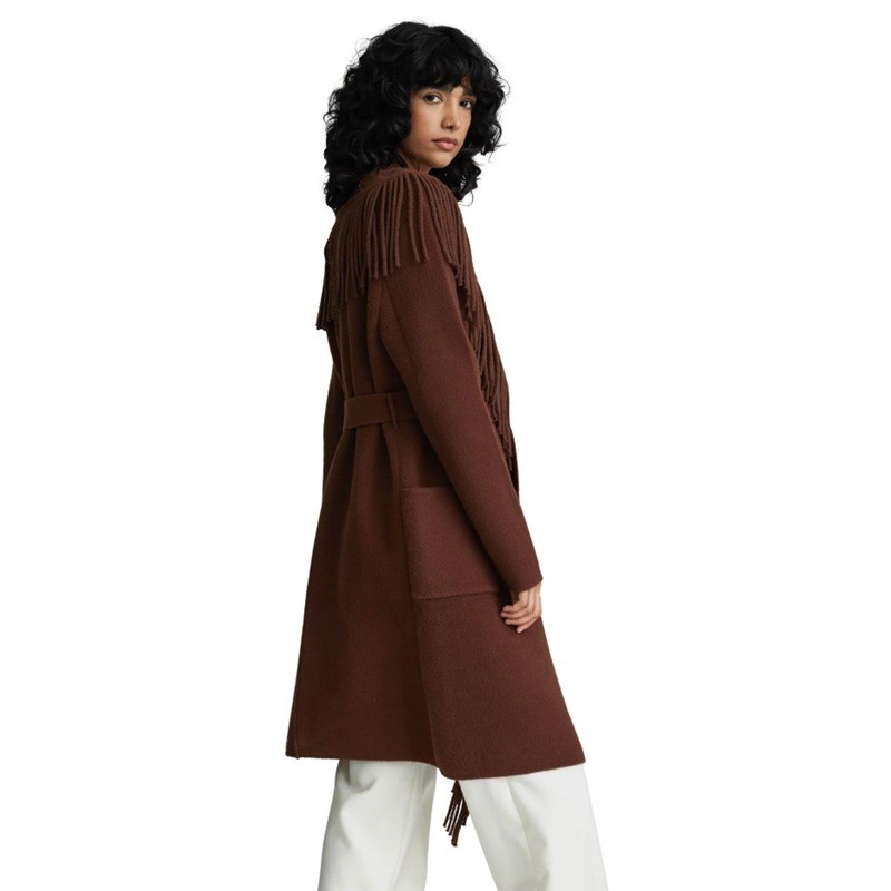NVLT Women’s Coat Mink Eyelash Fringe Coatigan Size X LARGE Chocolate