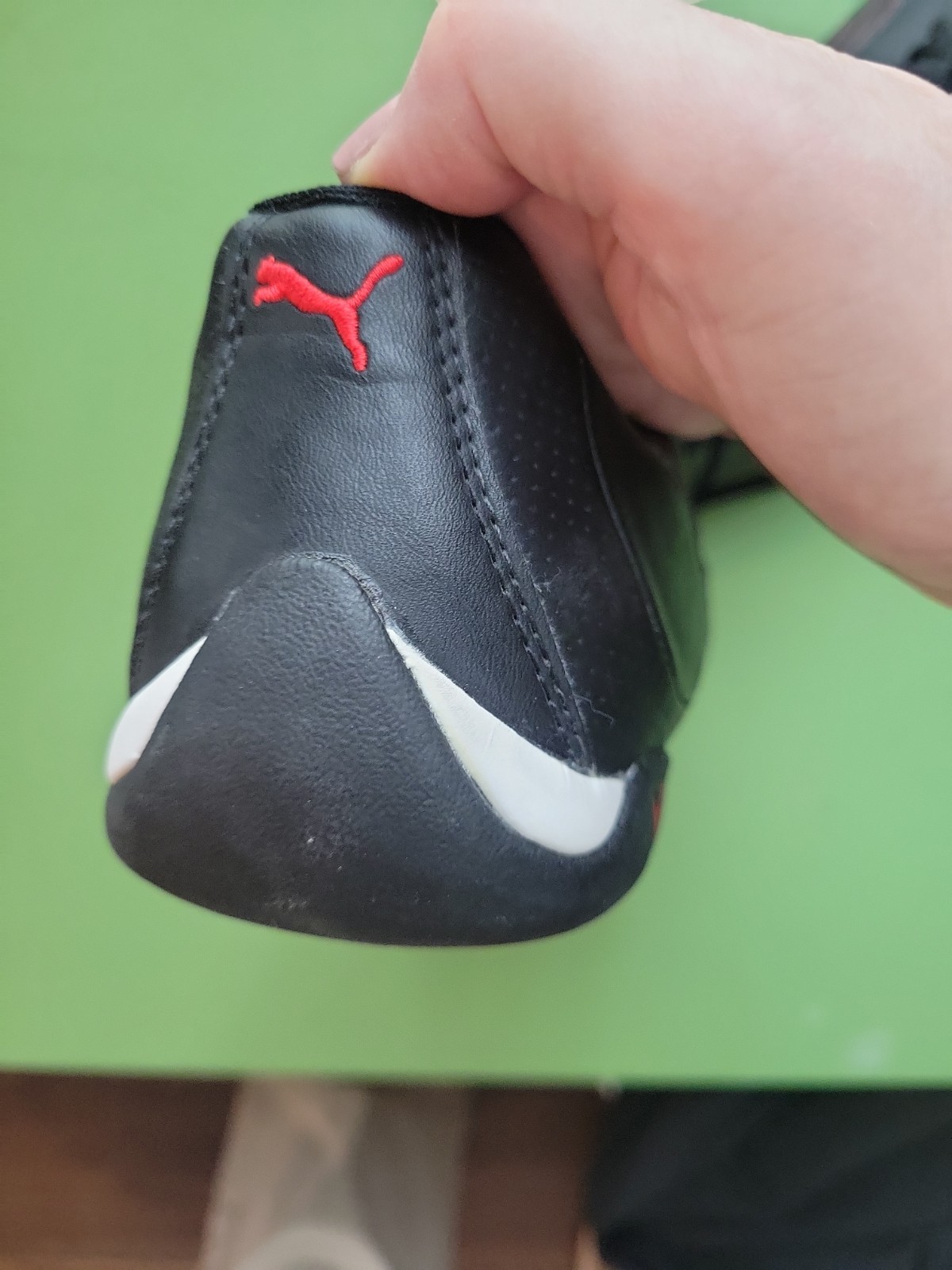 Puma Model 303389 10 REPLI CAT Leather SIZE 9.5 Black With Red Stitching