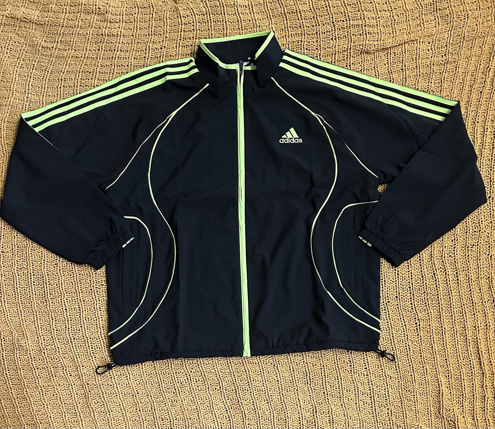 Adidas Mens Teamgeist Adicolor Track Jacket – Black/ Green Mens Size Large
