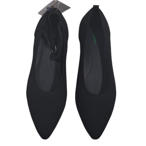 Burudani Black Knit Mary Jane Flats Women’s Size 10 Comfort Slip-On Shoes Pointy