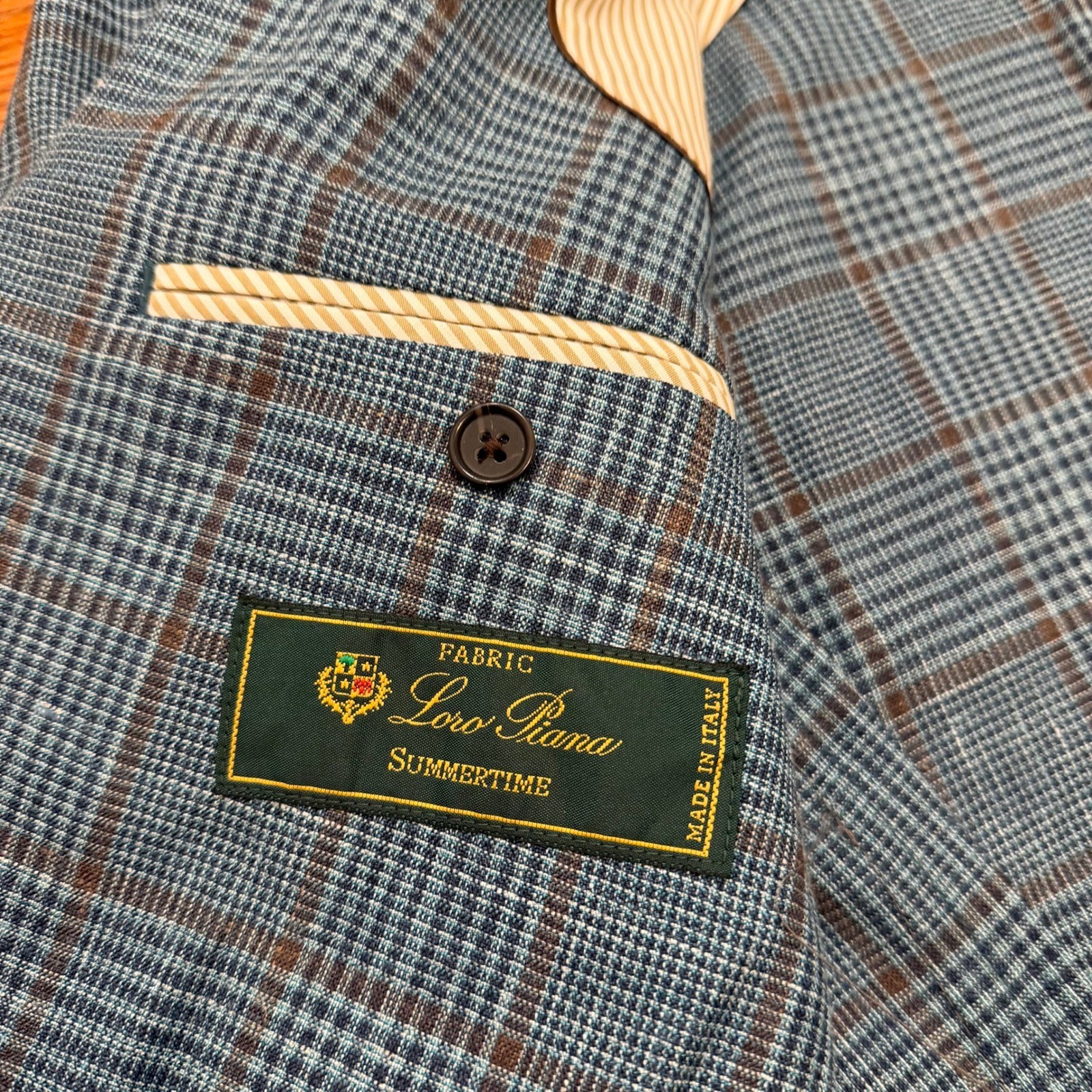 Brooks Brothers Loro Piana Summertime Blazer 40R Wool Silk Linen Glen Plaid