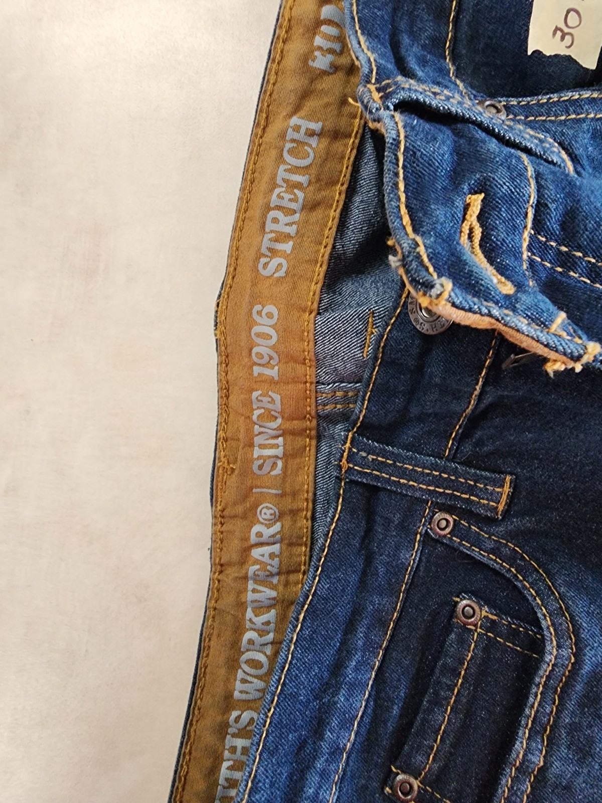 Smith’s Workwear Men’s Stretch 5 Pocket Work Jeans, Dark Vintage wash, 30W x 30L