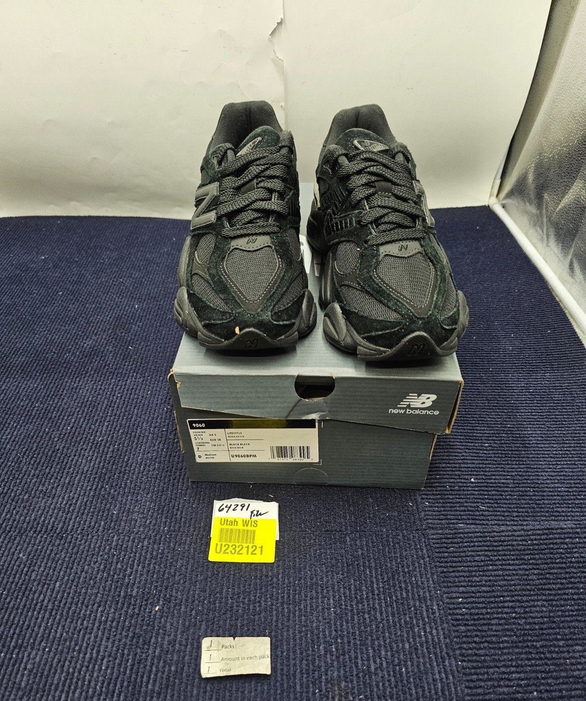 New Balance U9060BPM Triple Black Men’s 9060 Sneakers Size US 5-1/2