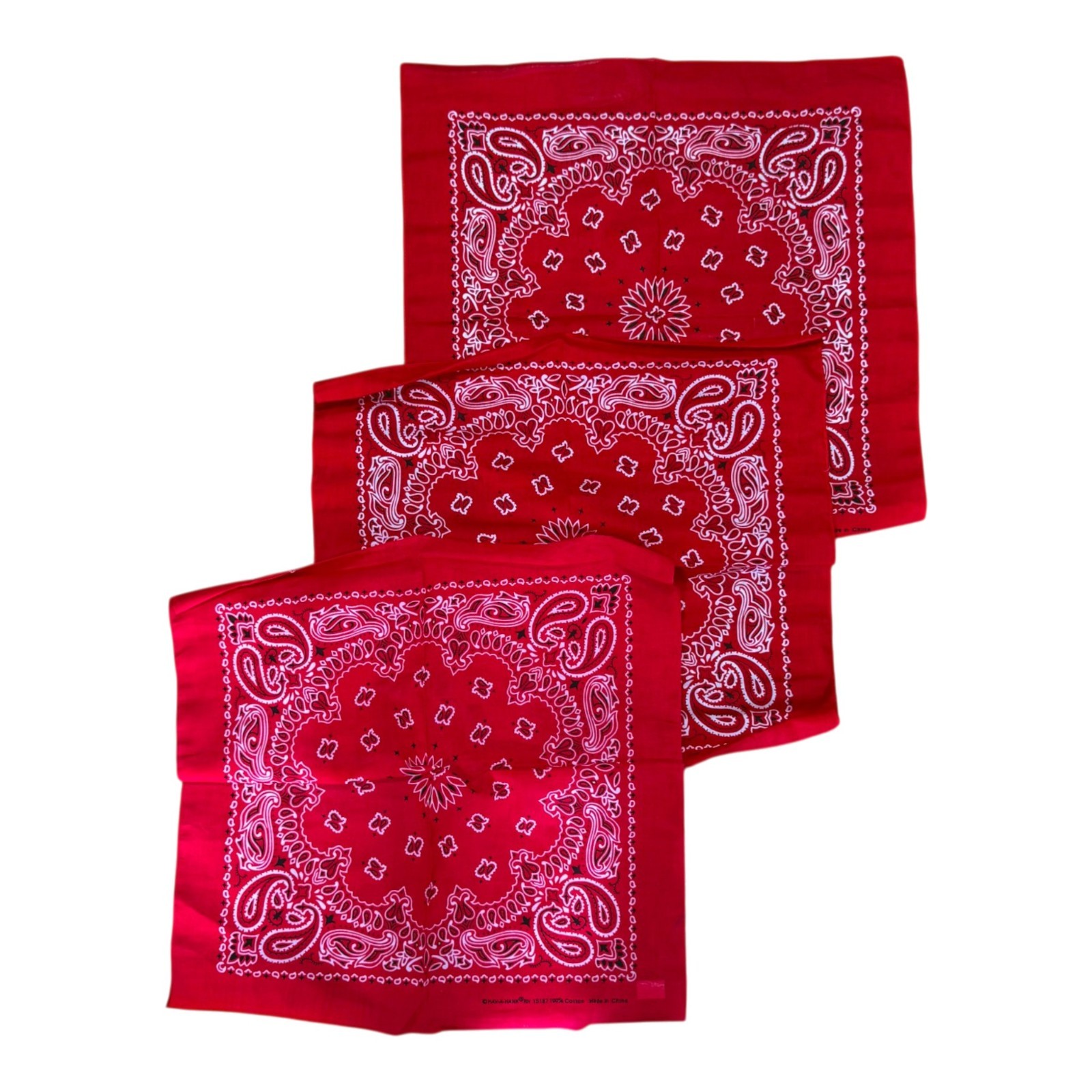 Hav-A-Hank Red Paisley Bandanas Lot of 3 – 22×22″ 100% Cotton New With Tags