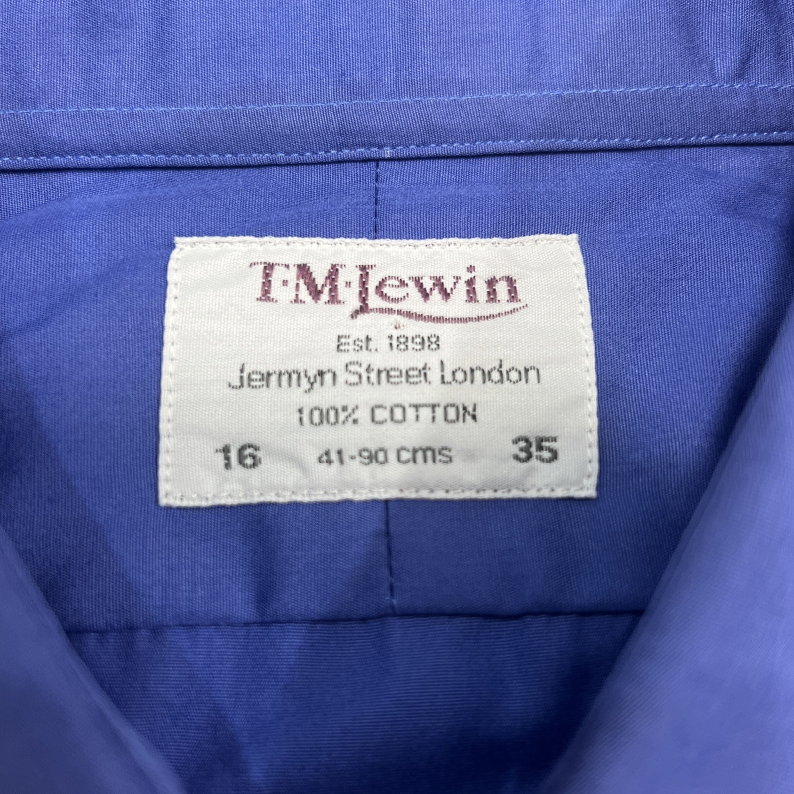TM Lewin Men’s Blue Double Cuff Shirt – Pure Cotton – 16” Collar (46” Chest)