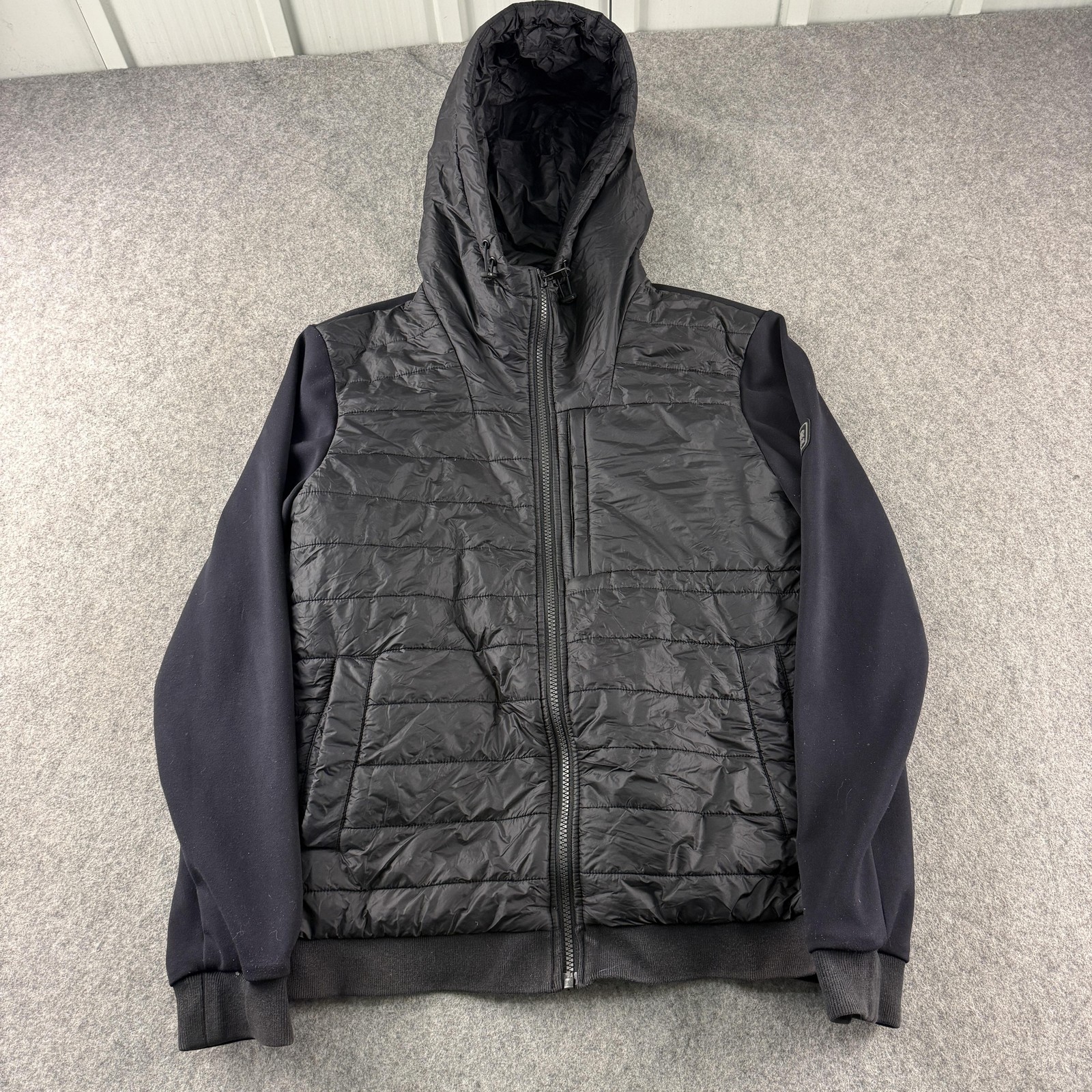 Barbour International Hoodie Mens Medium Black Baffle Full Zip MQS0005BK31