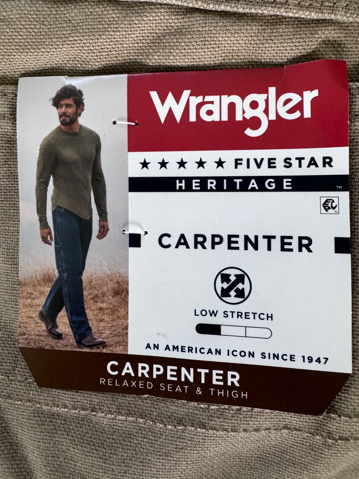 Wrangler 5 Star Heritage Tan Carpenter Jeans Size 30X30 Harvest Tan, Cotton/Elas