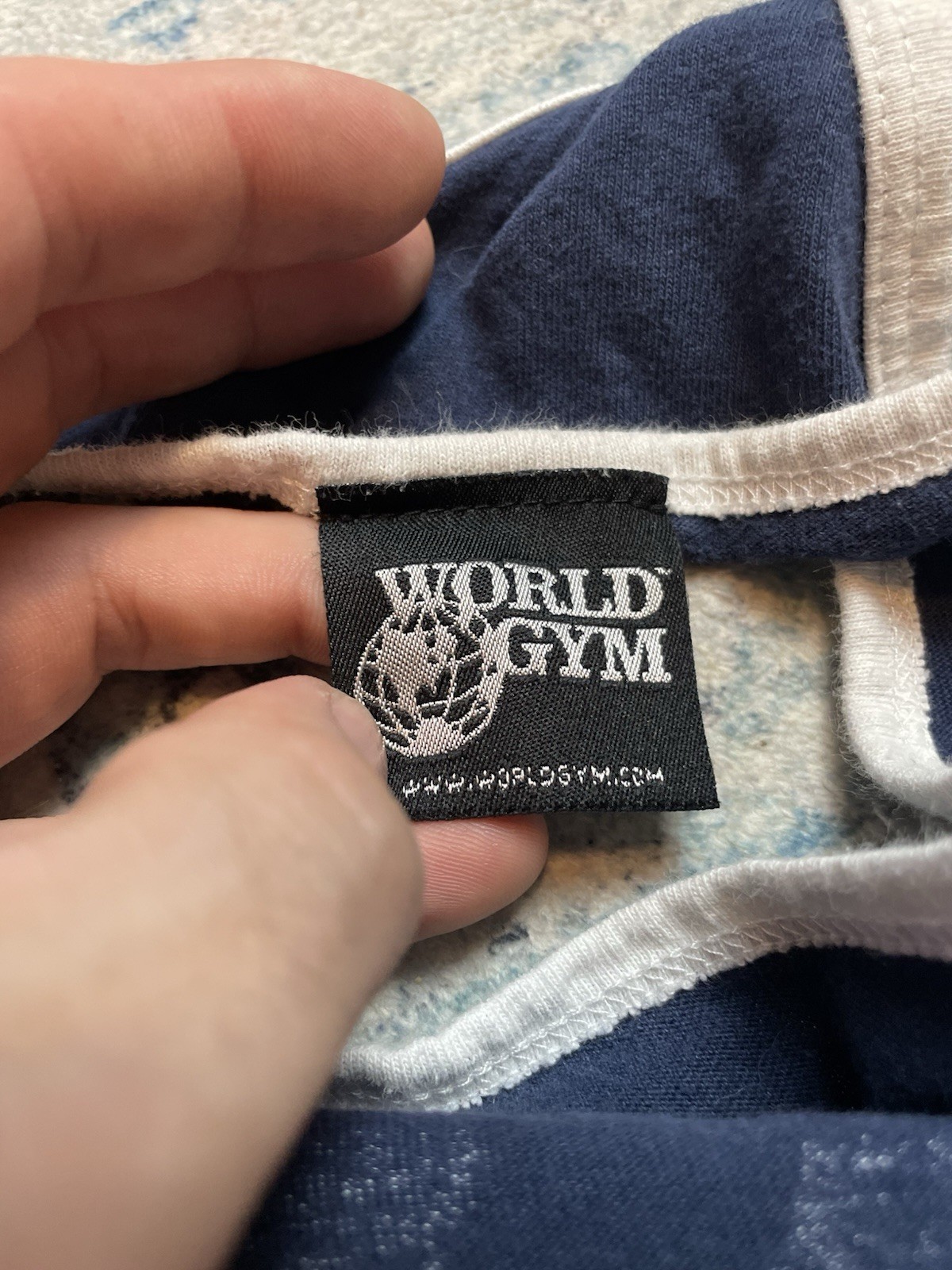 XL Vintage 90s World-Gym Stringer Tank-Top XXL USA Blue White