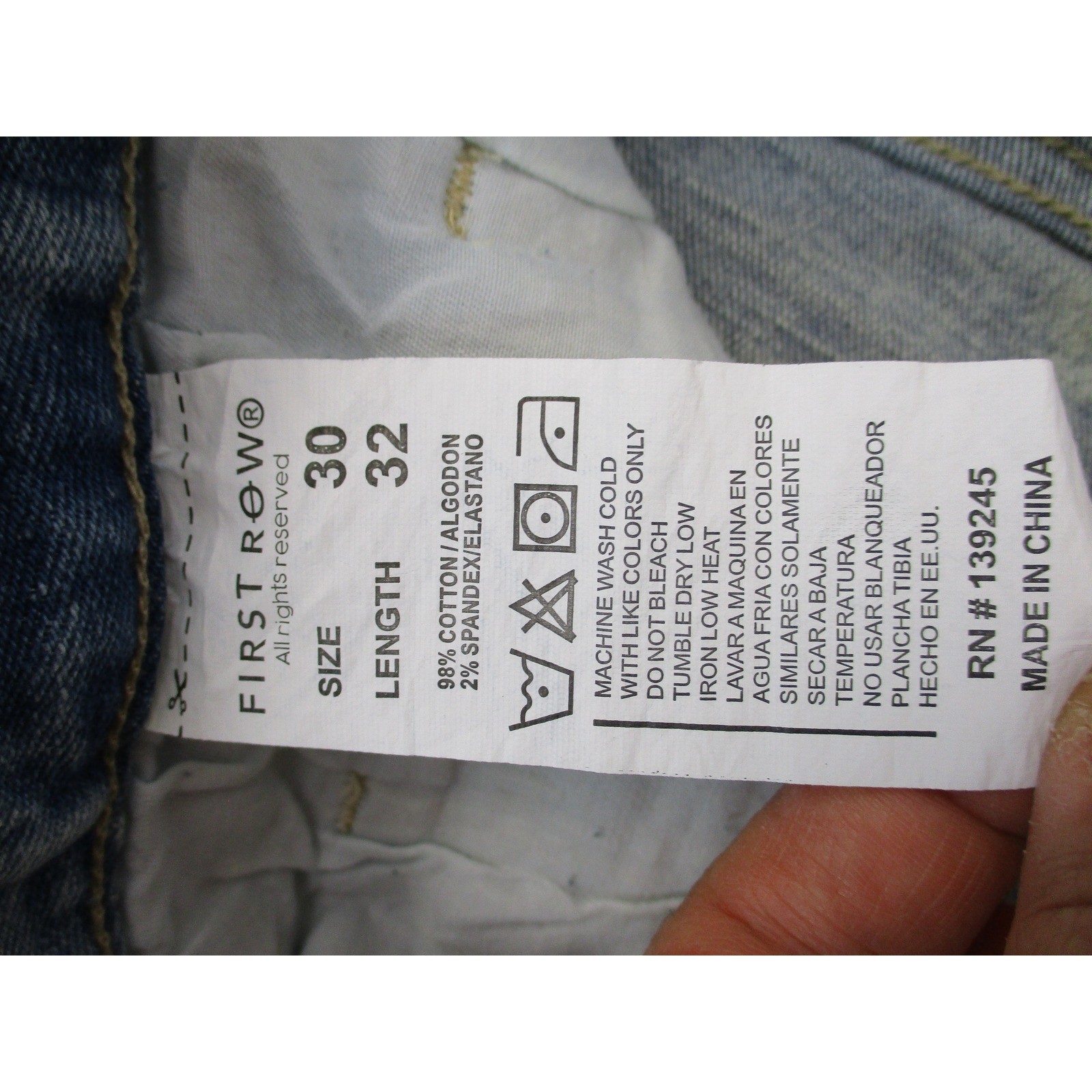 First Row Cargo Jeans Mens 30×32 Light Wash Denim Utility Pocket Streetwear