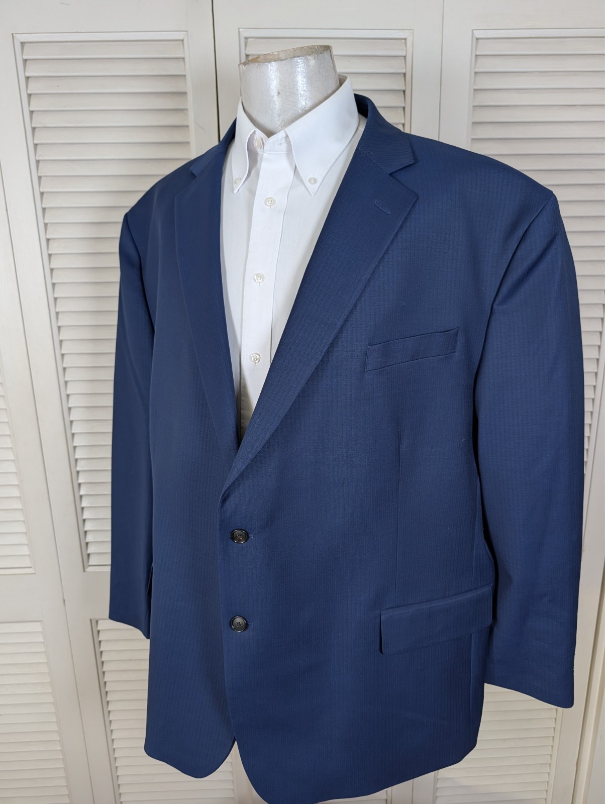 Stafford 2 Piece suit Mens 56R Pants 56×28 Big And Tall Super Suit Solid Blue