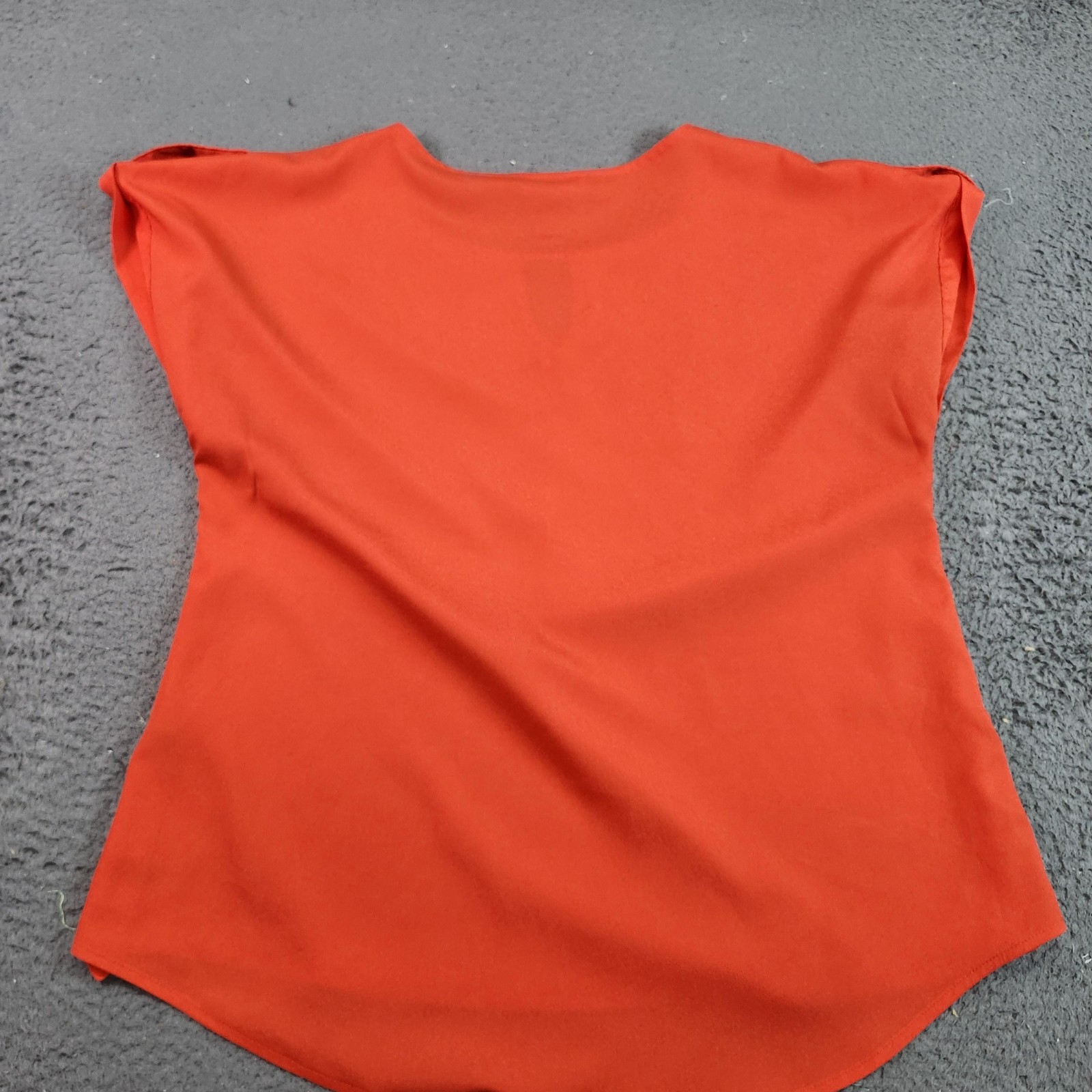 Calvin Klein Blouse Womens S Orange Cap Sleeve Keyhole Neck Woven Pullover Top