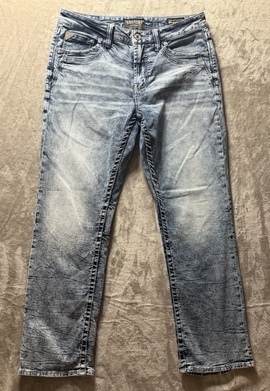 Salvage Mayhem Bootcut Jeans Men’s 36×32 Buckle Regular Fit Mid Rise Blue Denim