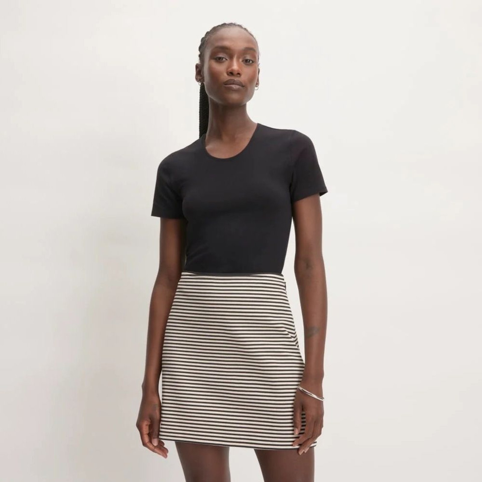 Everlane women’s The Spima Stretch Crew neck tee Black Size M NWT