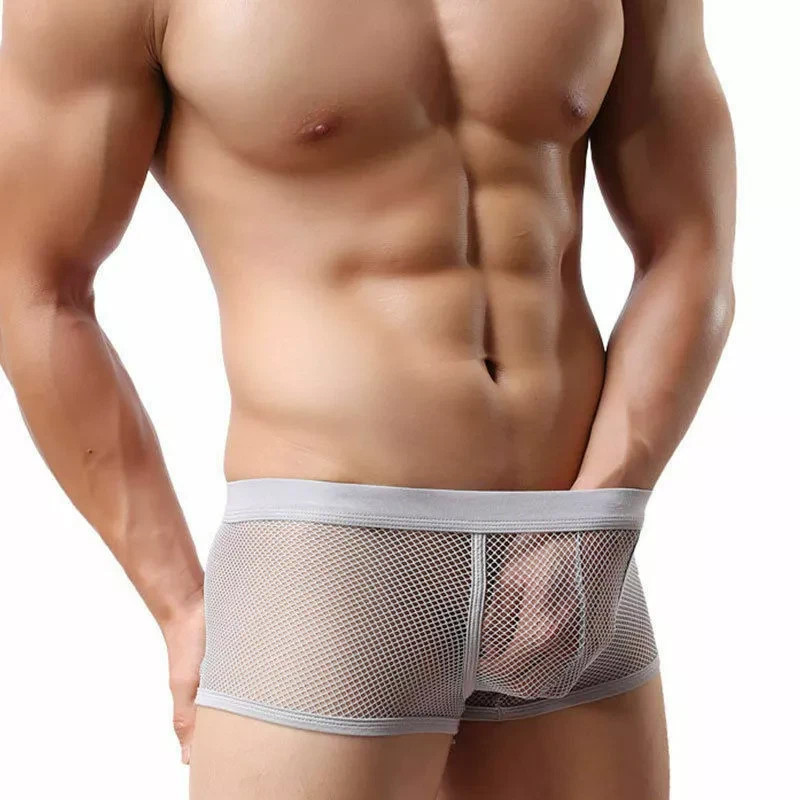 VARIOUS Men’s Sexy Transparent Spandex Fishnet Boxer Shorts – Adult Underwear