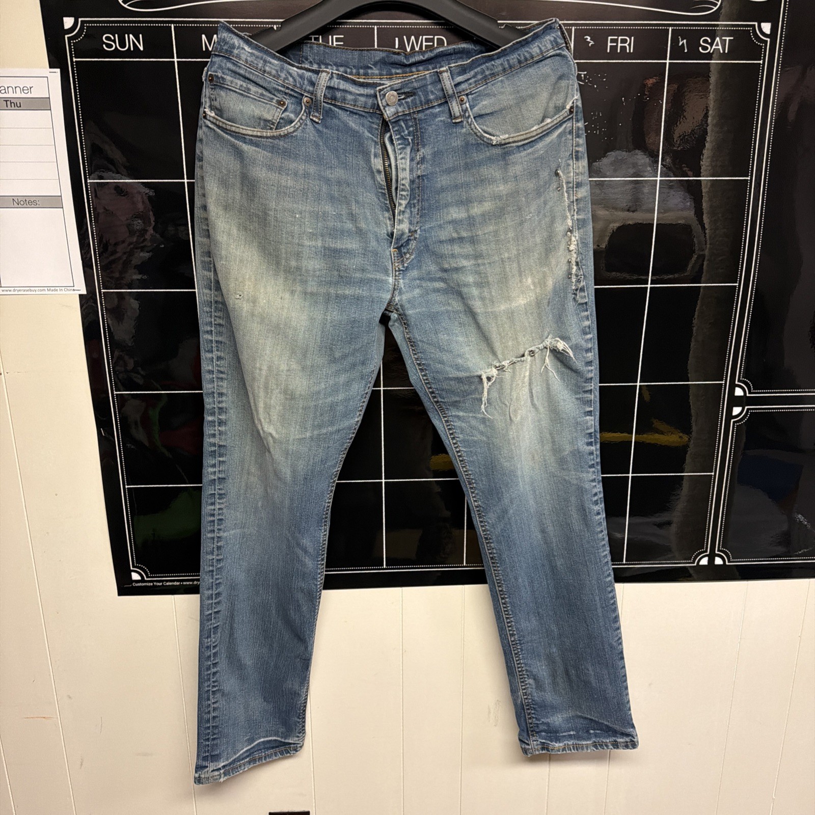 Levis 541 Athletic Taper Mens Blue Jeans 36×34 Medium Wash Stretch Denim