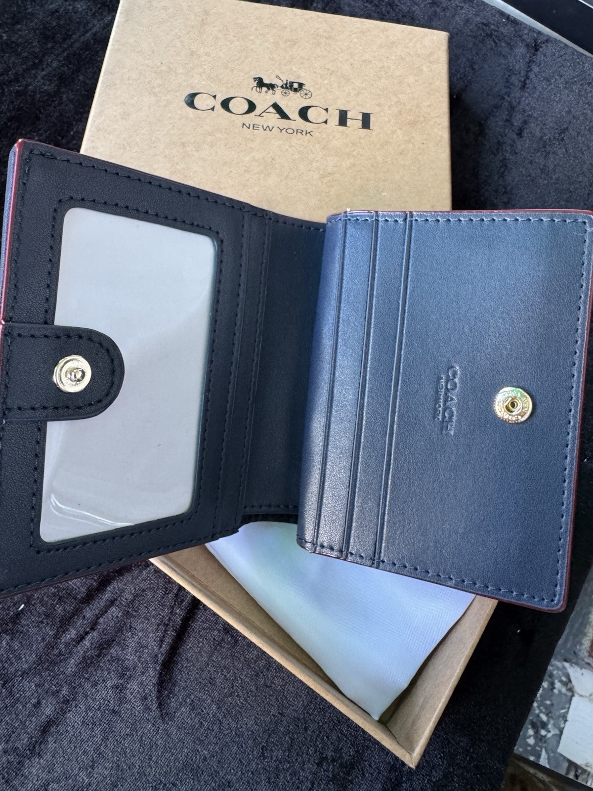New Coach khaki/Snap CBN32 Wallet In Signature Canvas Cowboy Blue Perfect Gift