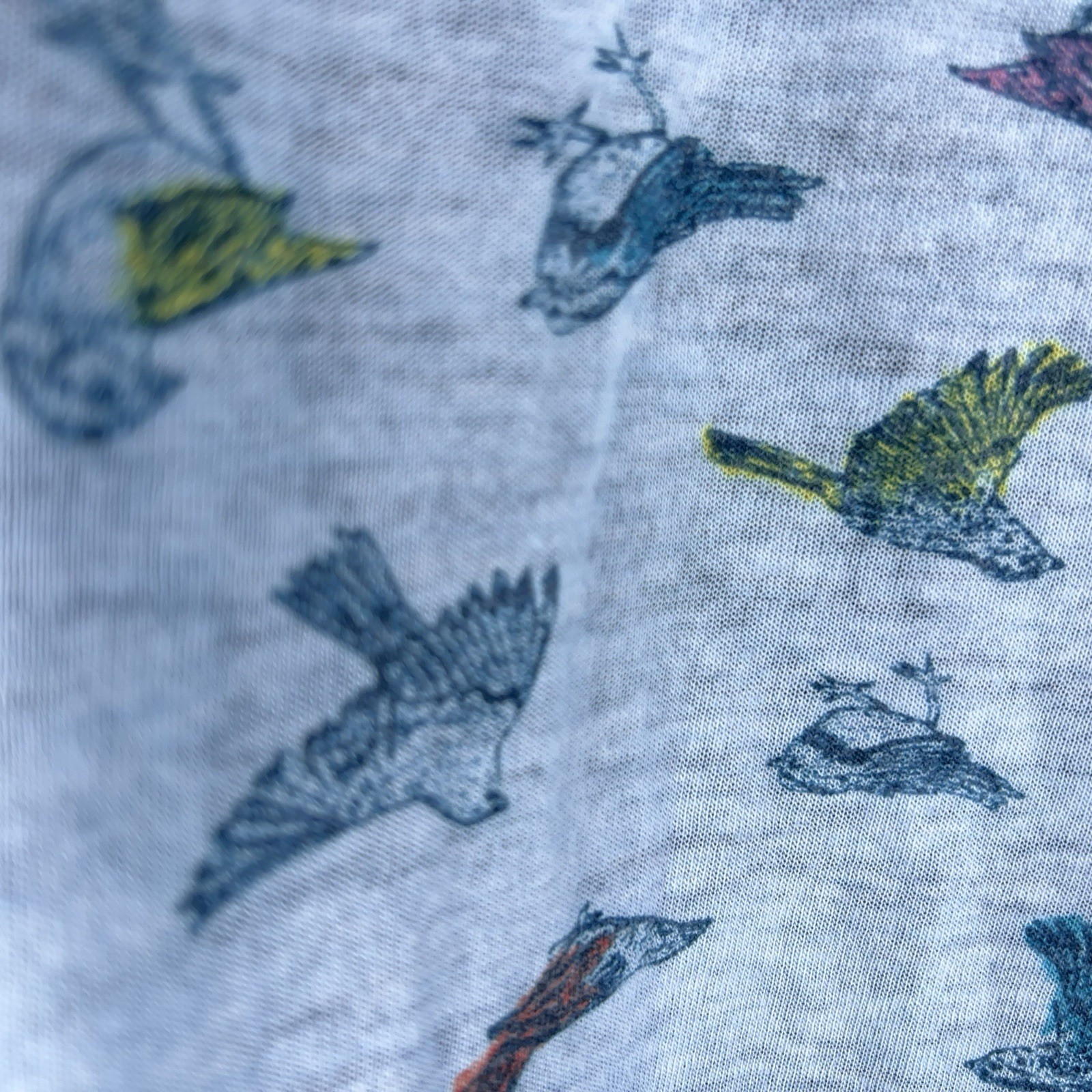 Medium Juniors Mudd Blue Colorful Bird Print Vneck Tee Tshirt Lightweight