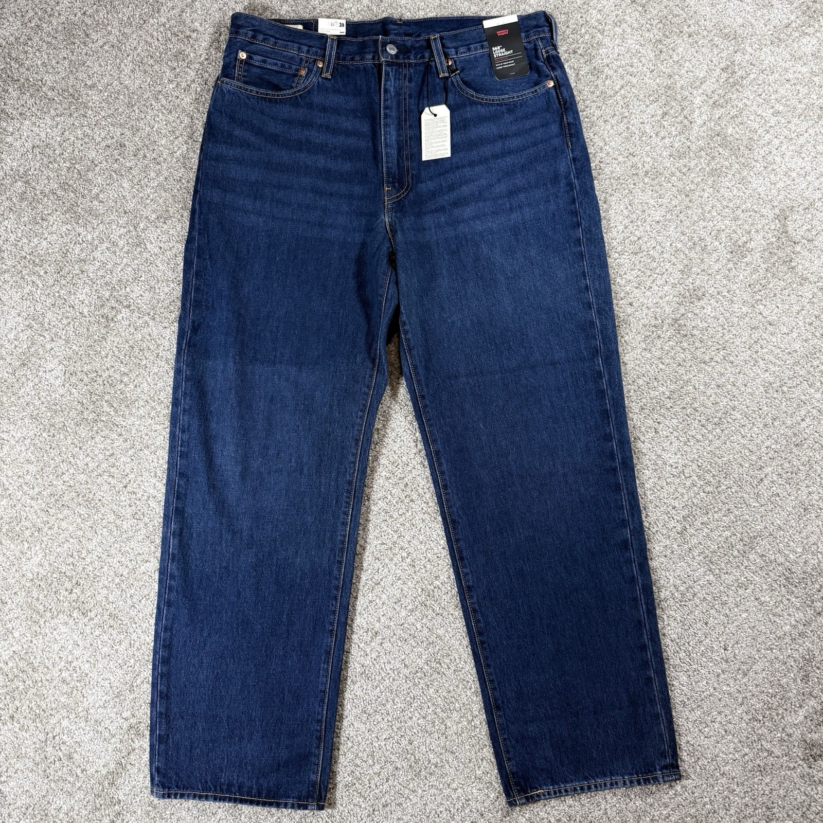 Levi’s 568 Premium Jeans Men’s Size 36×32 Loose Straight Blue Denim Cotton NWTs