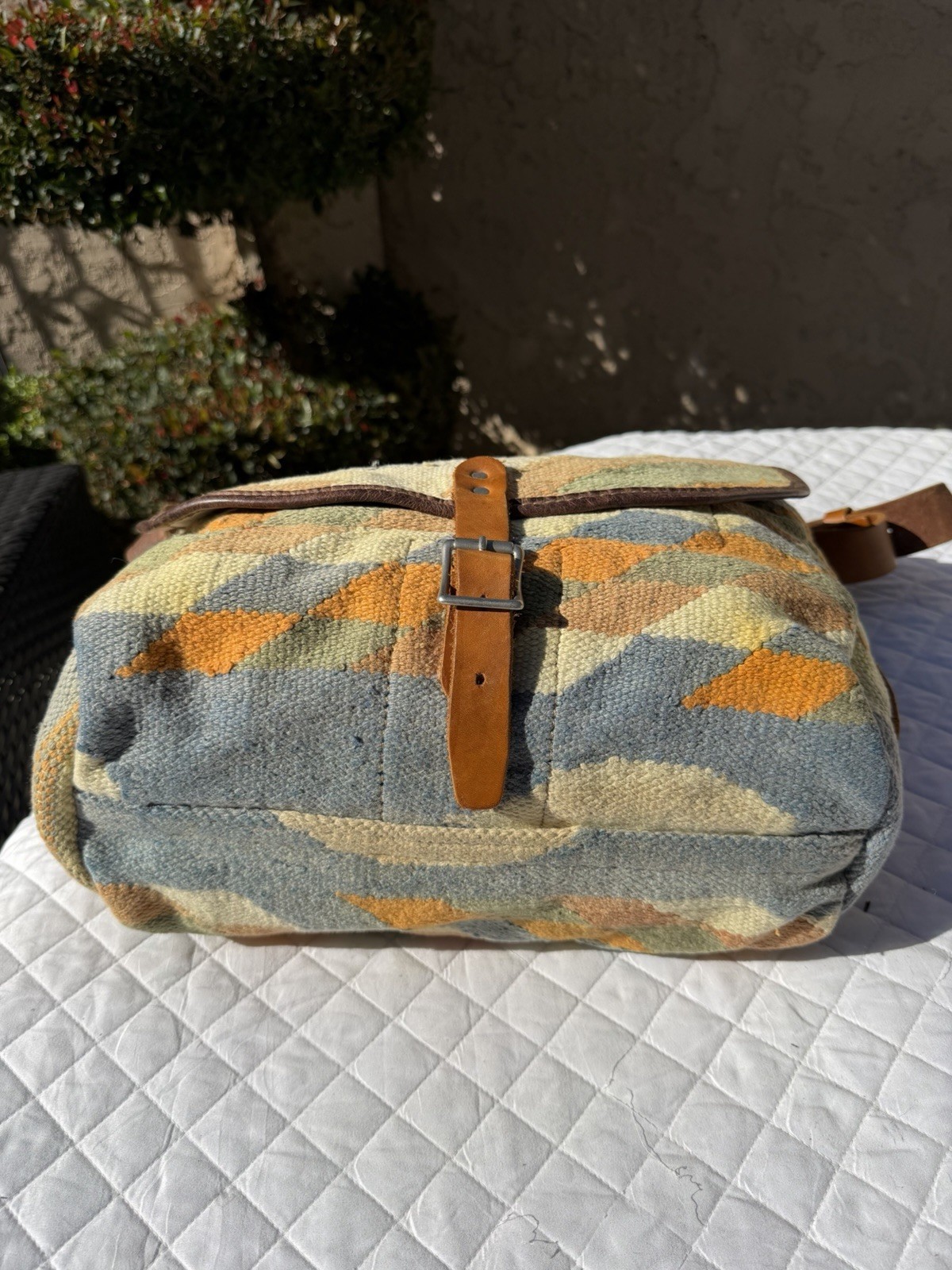 Will Leather Goods Dhurrie Tooled Messenger Bag Native American Woven Southwest