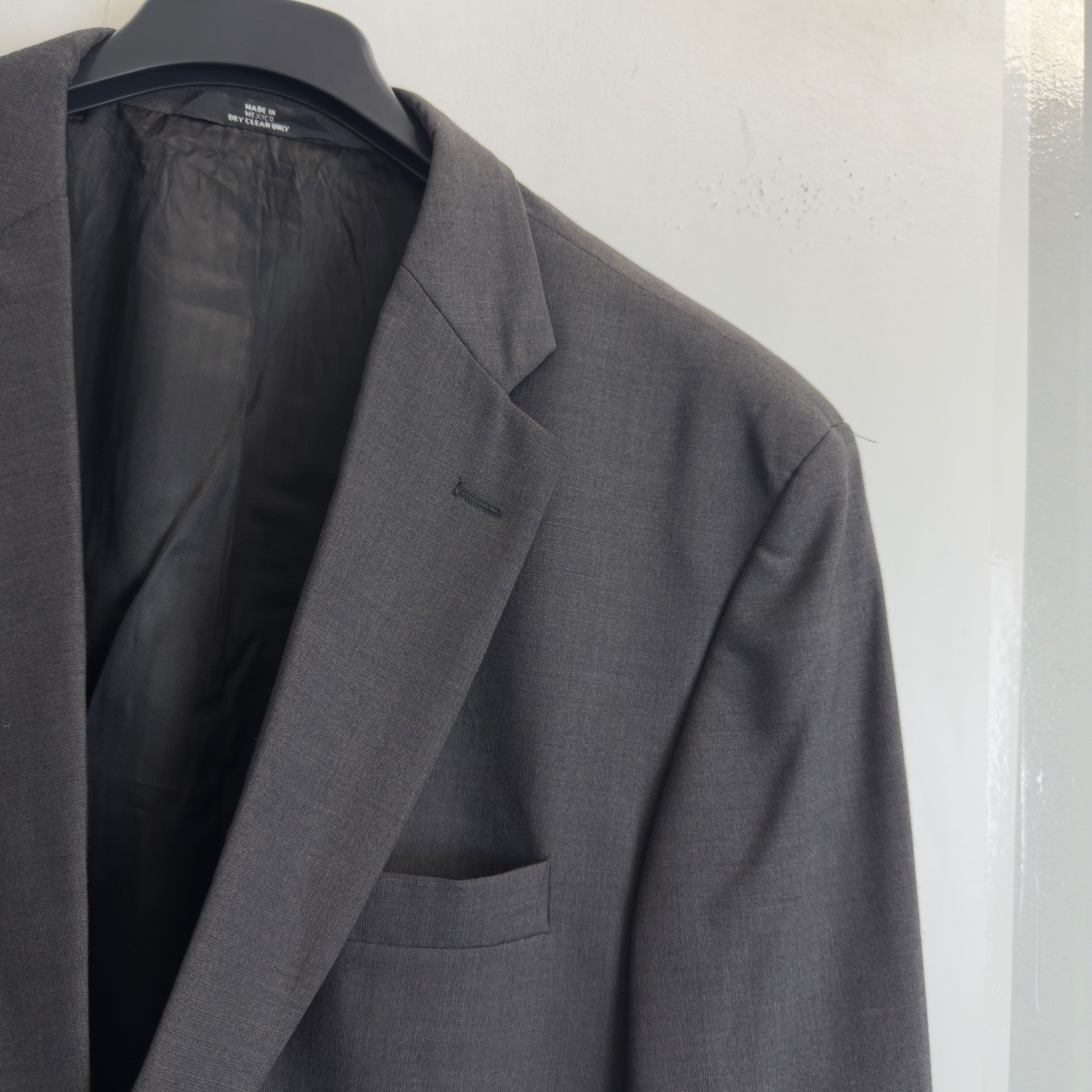 Haggar Black Label Mens 46L Blazer Charcoal Gray Worsted Wool Blend Suit Jacket