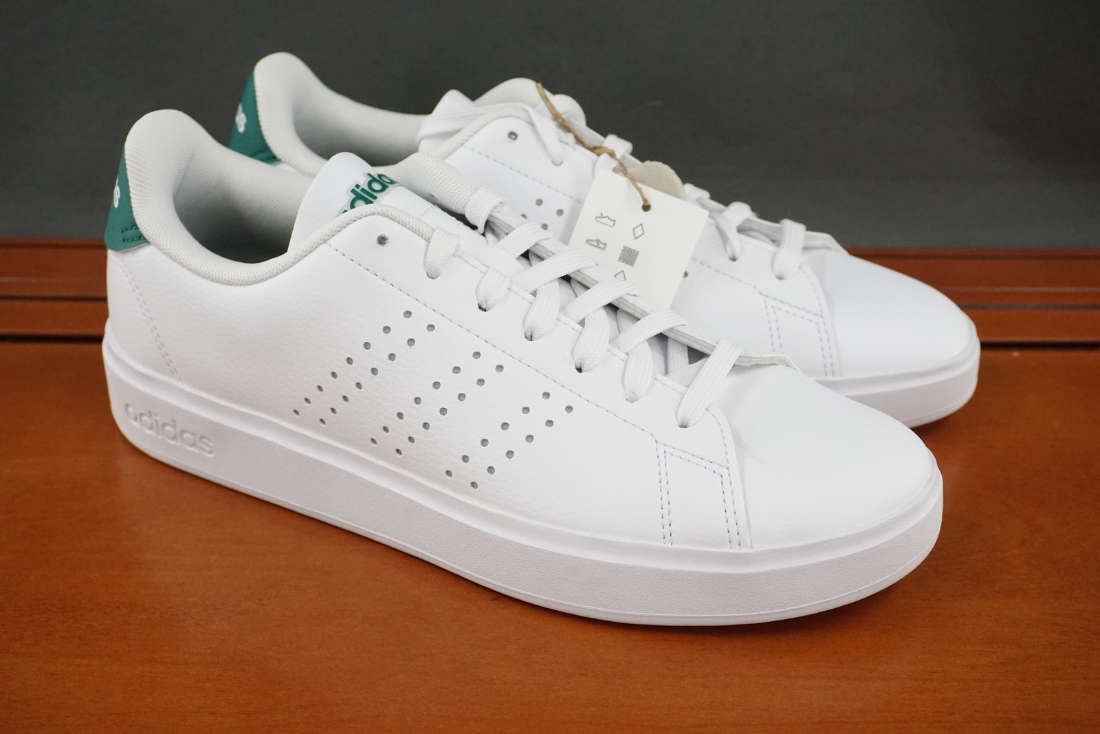 Adidas Advantage 2.0 Shoes Mens Size 7 White Green Tennis Lace Up Cloudfoam