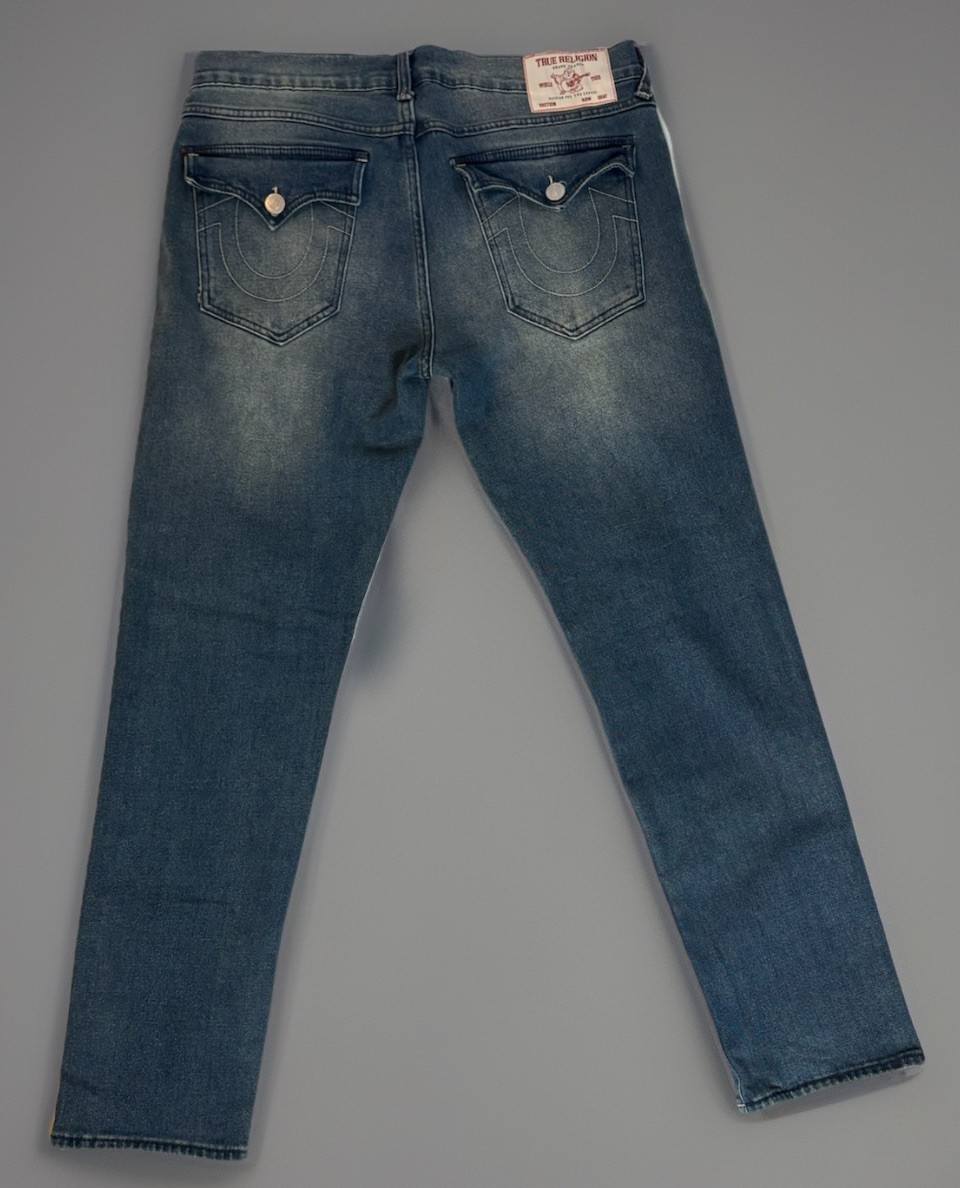 True Religion Men’s Relaxed Slim Jeans 36 Regular Blue Medium Wash Denim Cotton