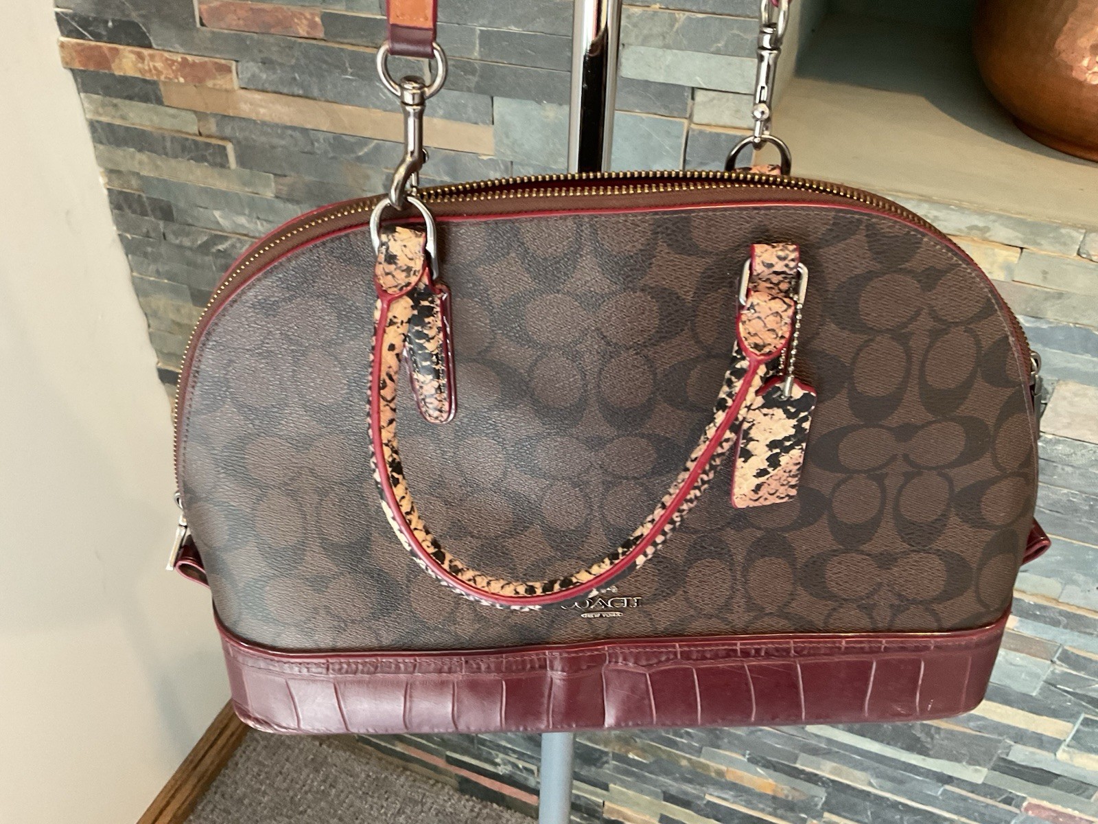 COACH Sierra Stachel With Snake Skin Look Trim Crossbody/hand