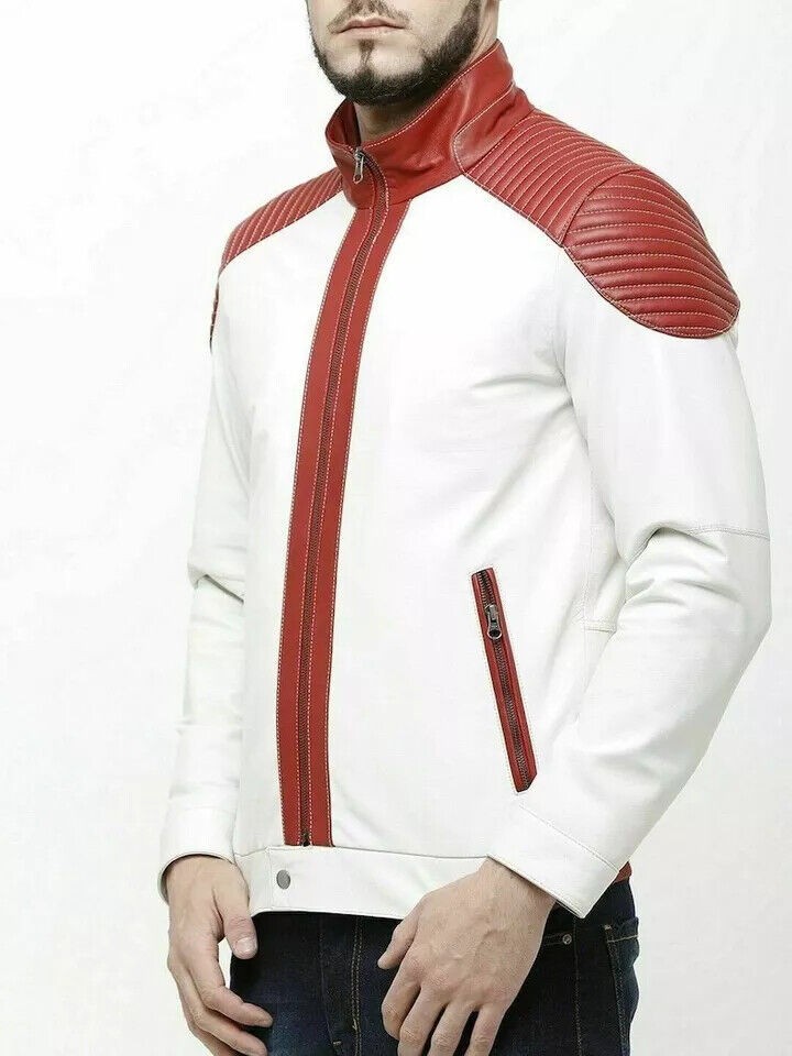 MEN’S GENUINE LEATHER JACKET | PREMIUM HANDMADE REAL LEATHER | BIKER | BOMBER 07