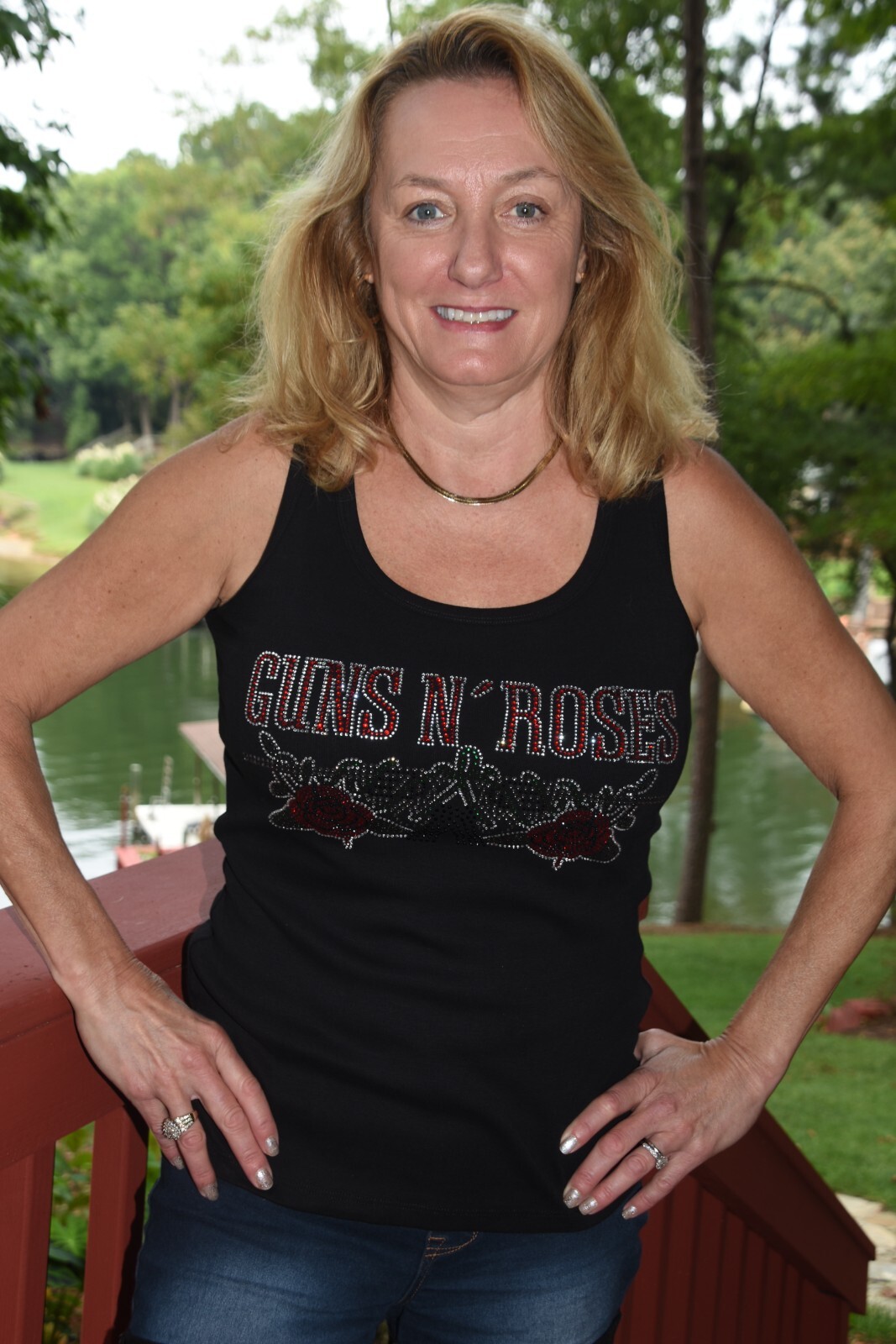 Guns N Roses rhinestone bling shirt or tank XS S M L XL XXL 1X 2X 3X 4X 5X roses