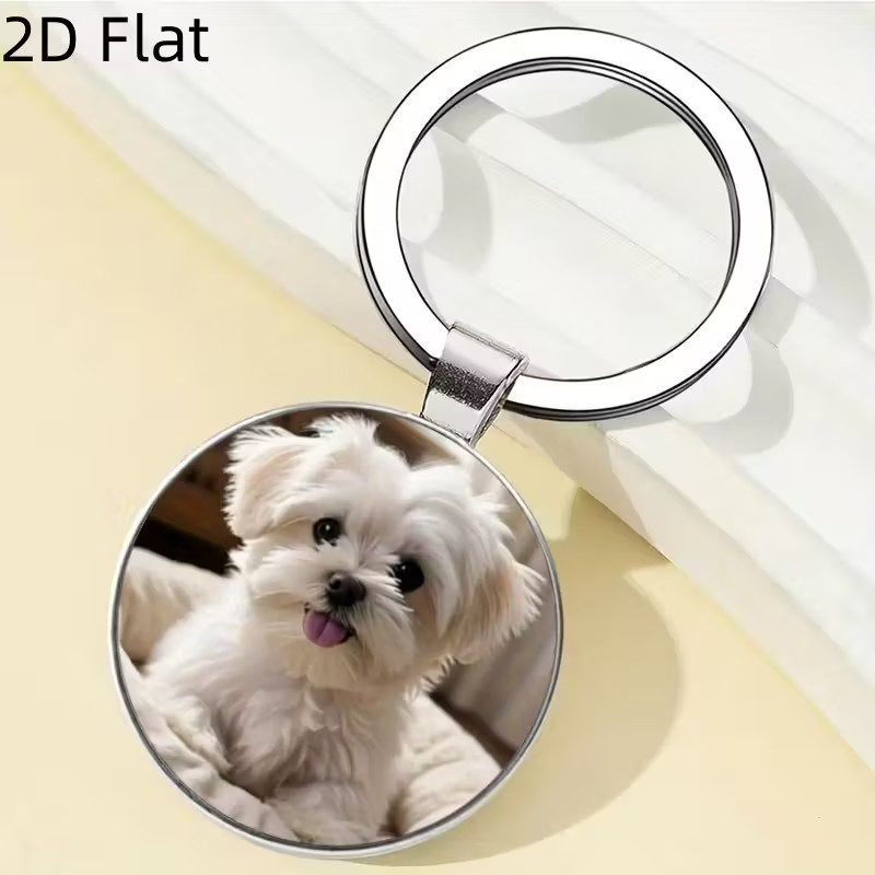Cute Maltese Dog Keychain Car Key Ring Backpack Purse Bag Charm Dog Lover Gift