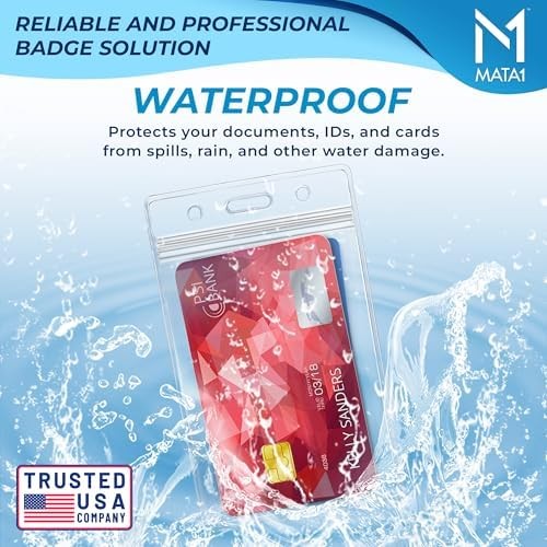 -USA Extra-Thick Vertical ID Name Badge Holder (Clear, 2.25×3.5 Inch, 100 Pac…