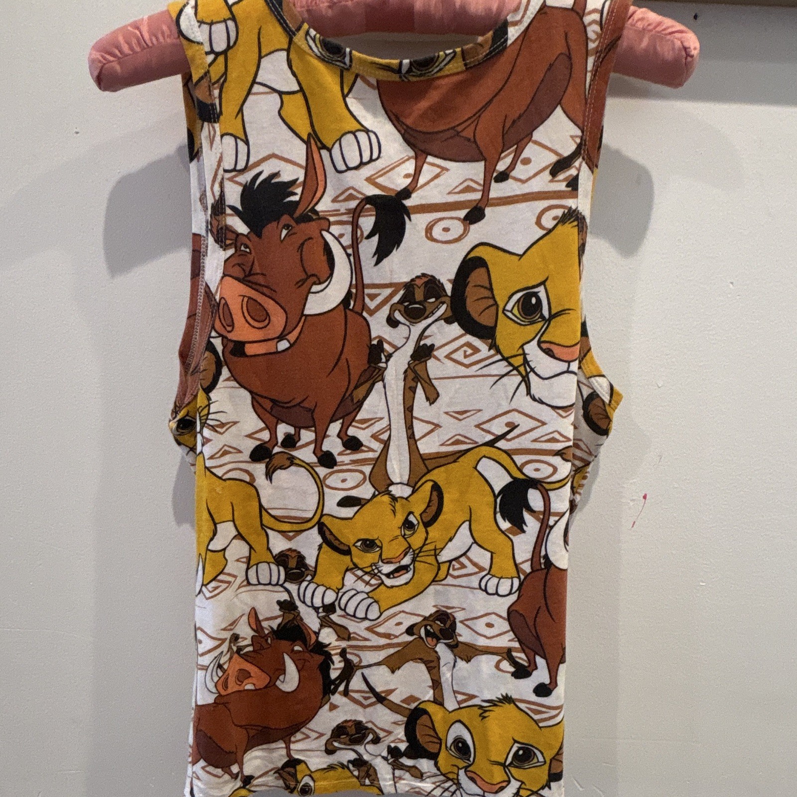 Disney Lion King Simba Timon Pumbaa Graphic Tank Top Kids M (7/9) White