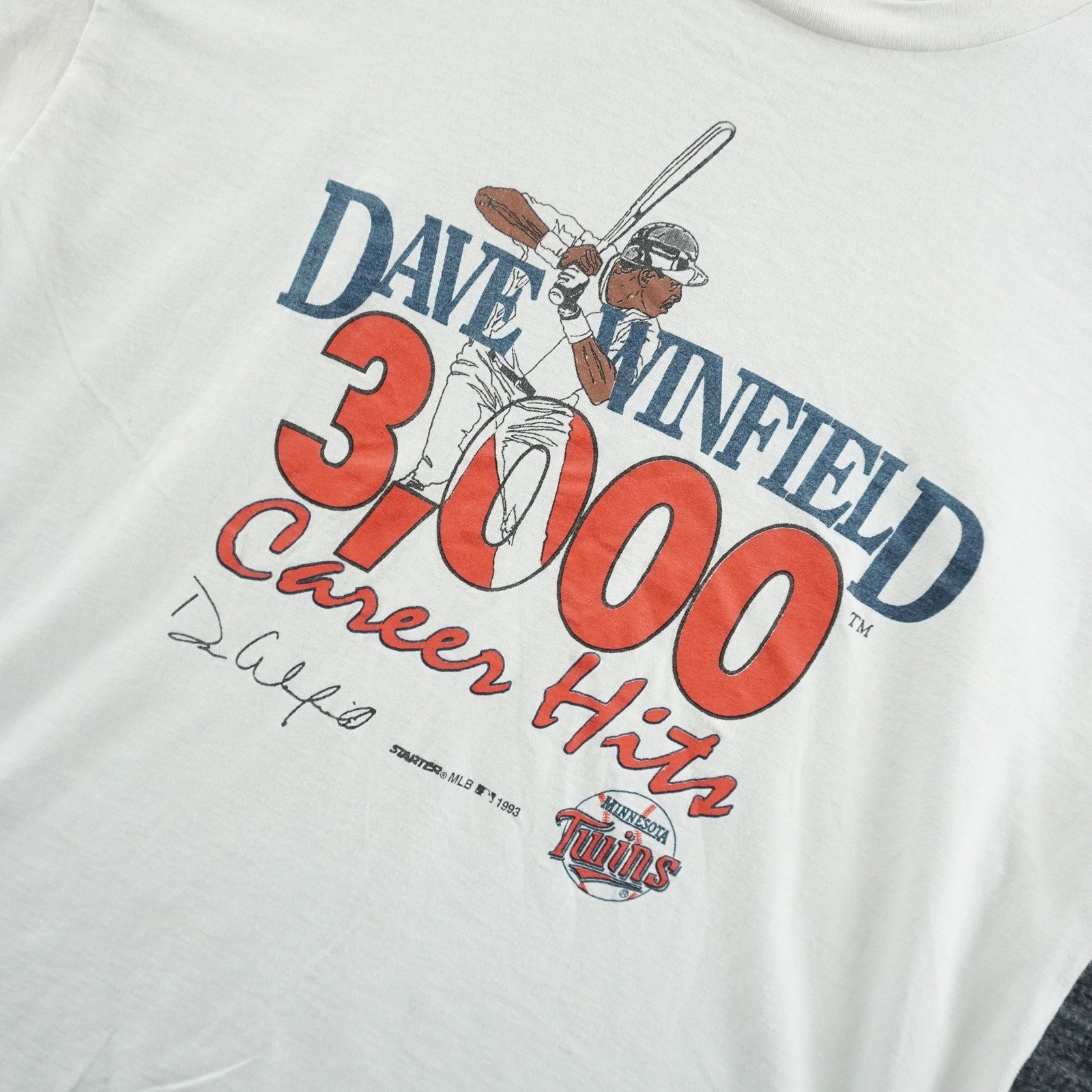 Starter Dave Winfield 3000 Hits T-Shirt XL White Minnesota Twins 1993 Vintage
