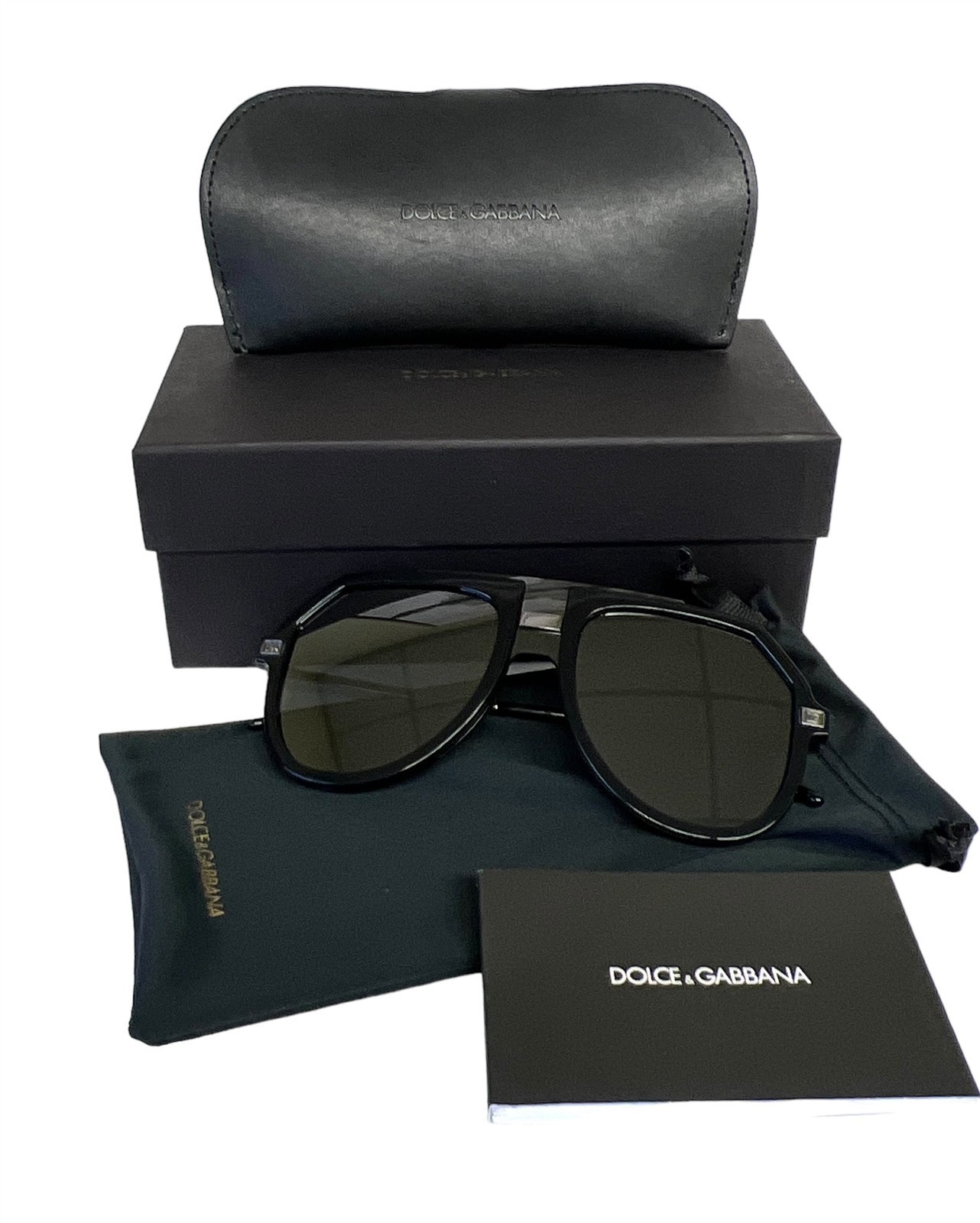 Dolce Gabbana Sunglasses Polished Black Gray Mirror DG 6195 501/6G with Case