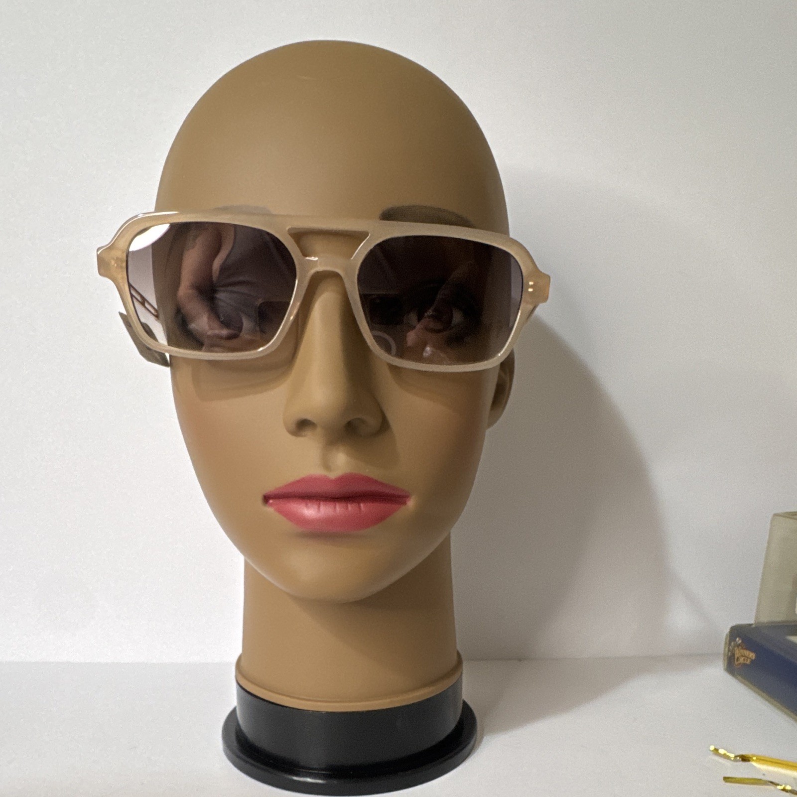 Carolina Lemke CL9203-02 Women’s Square Beige Gray Gradient Sunglasses