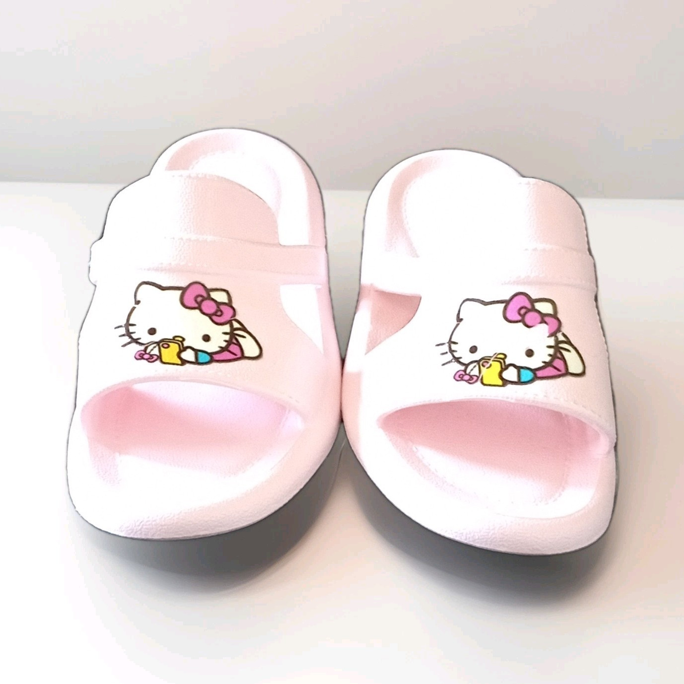 Girls Hello Kitty Pink/White Slide Sandals Slip On Rubber EU 36-37