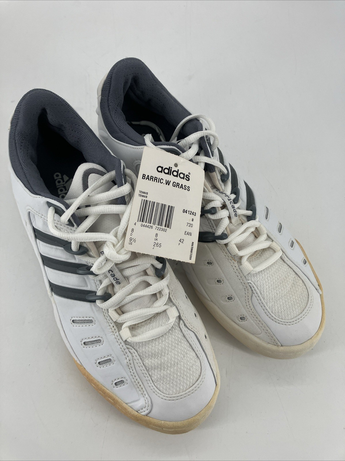 Adidas Barricade W Grass Tennis Shoes White Gray Women`s Size 9.5