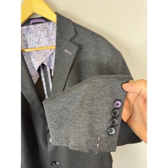 Jermyn & Bond Mens Modern Fit Knit Blazer Charcoal Grey Sport Coat XXL Regular