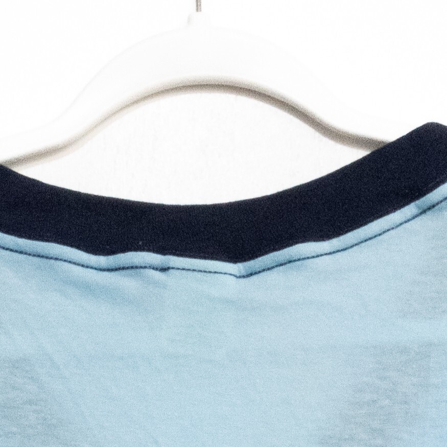 Ched By Anvil Mens Sky Blue Black Polycotton T-Shirt V-Neck One Size Fits All