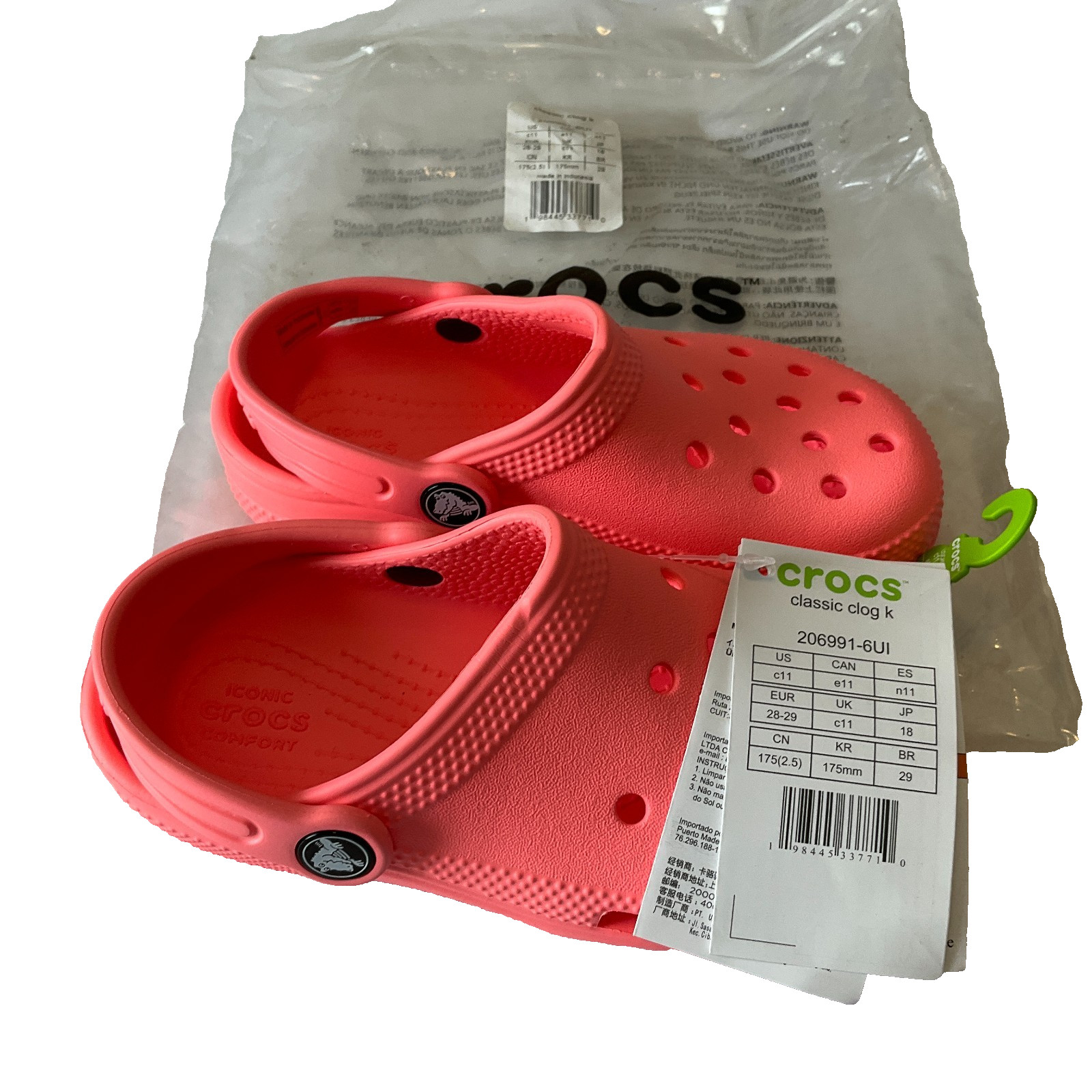 Crocs Classic Clogs Kids Size C11 Pink