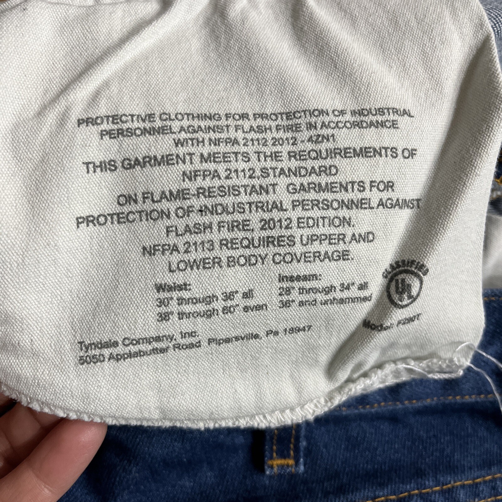 TYNDALE FRMC Men’s F290T FR Fire Flame Resistant Carpenter Work Jeans Sz 35×34
