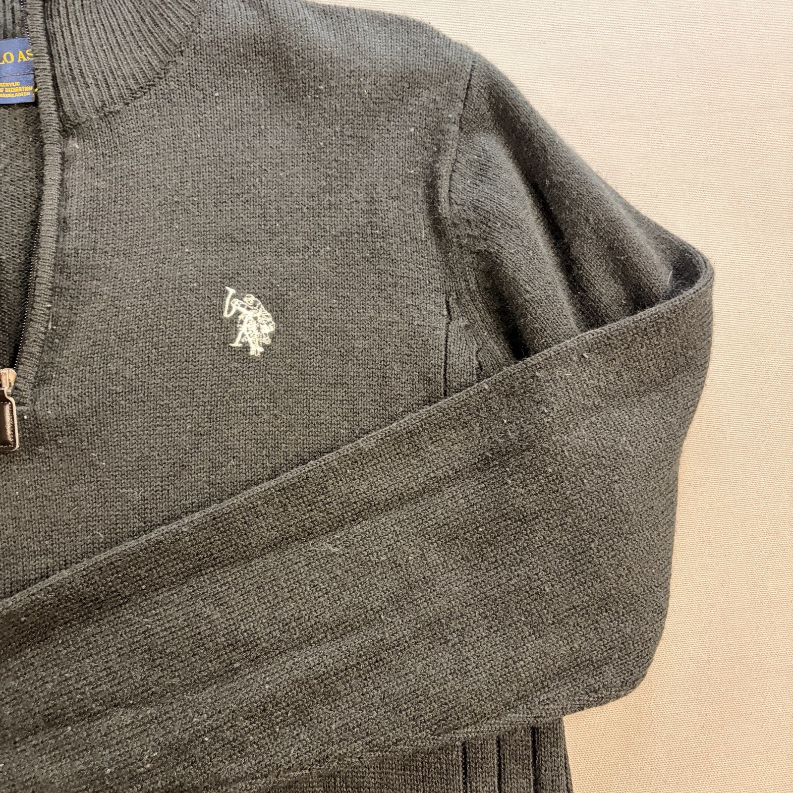 U.S. Polo Assn. Men’s Black Mock Turtle Neck 1/4 Zip Knit Sweater Size M