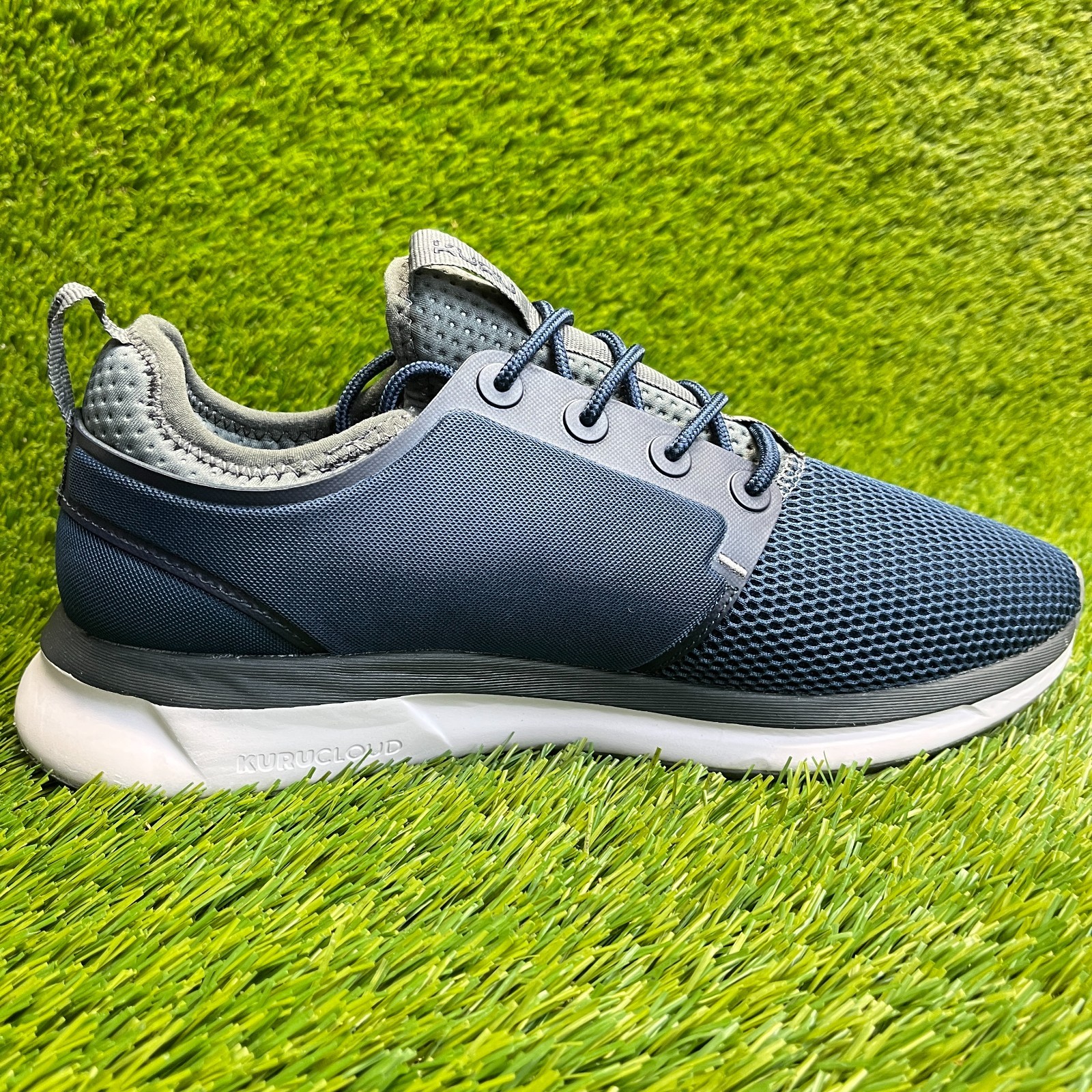 Kuru Atom Mens Size 8.5E Blue White Gray Athletic Running Walking Shoes Sneakers