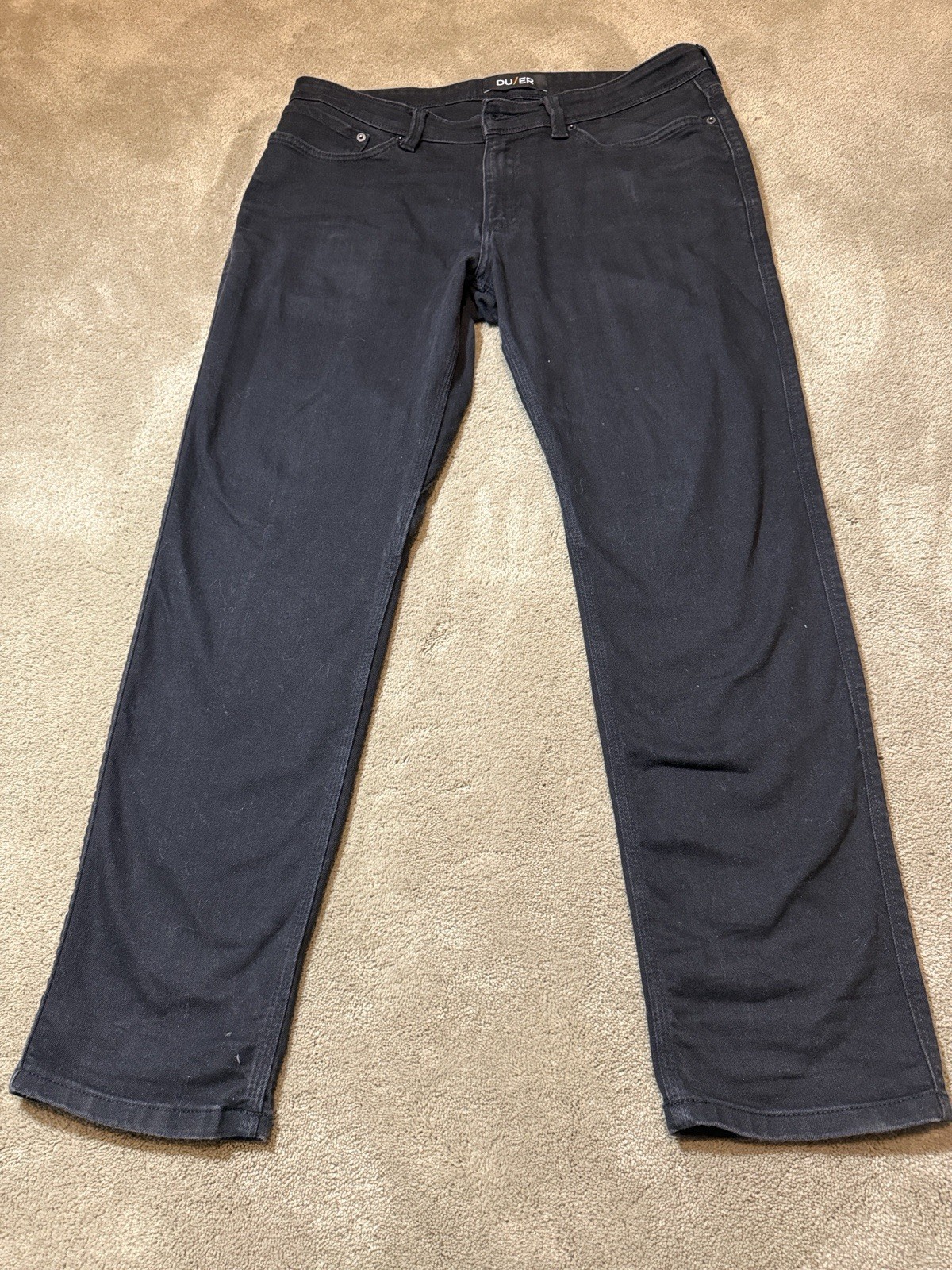 DUER Men’s Black Denim Jeans Cotton Blend Slim Fit Straight 34×30