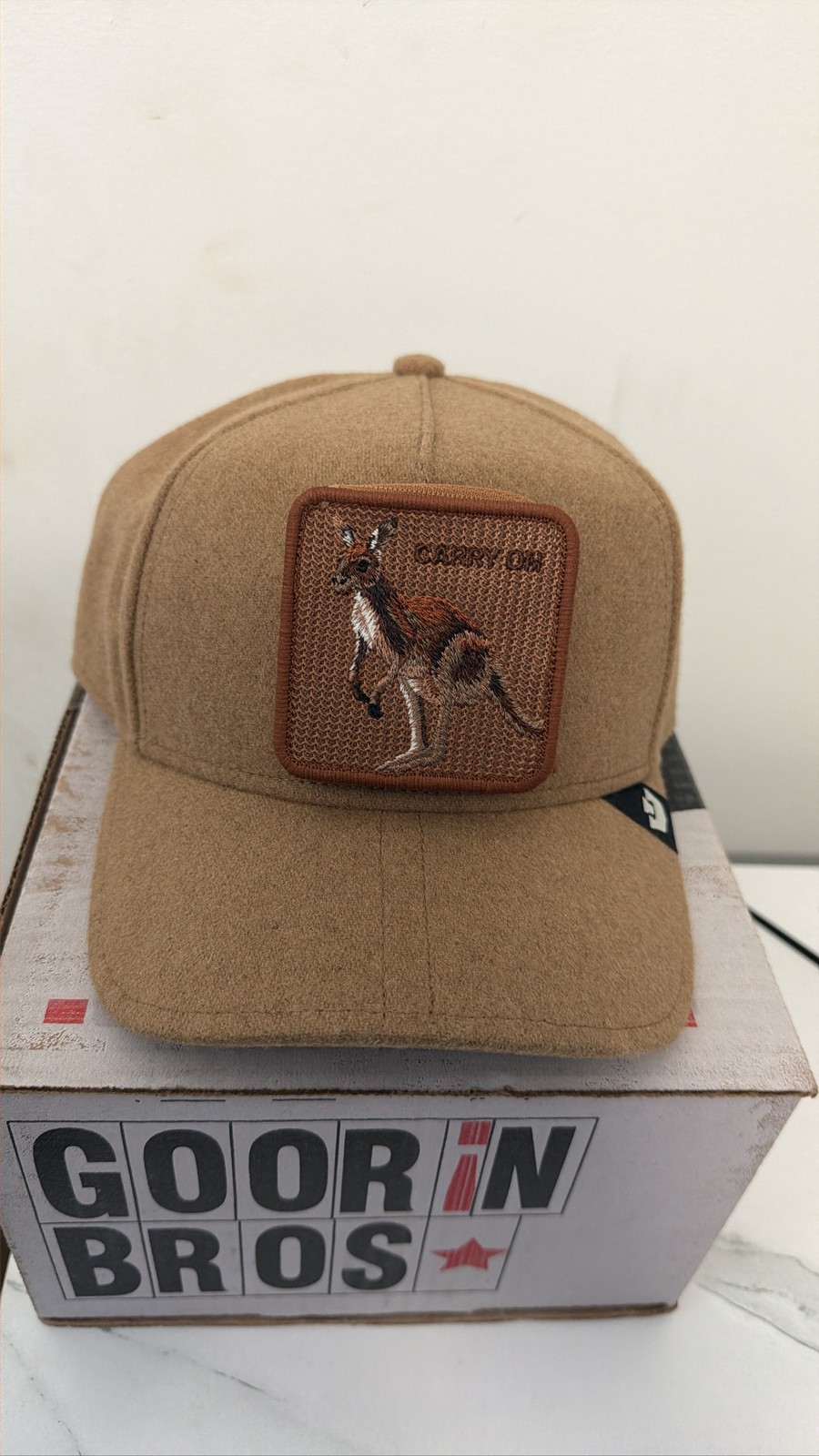Goorin Farm Cap Brown Kangaroo Carry On Snapback Trucker Utility Hat Tan Friday